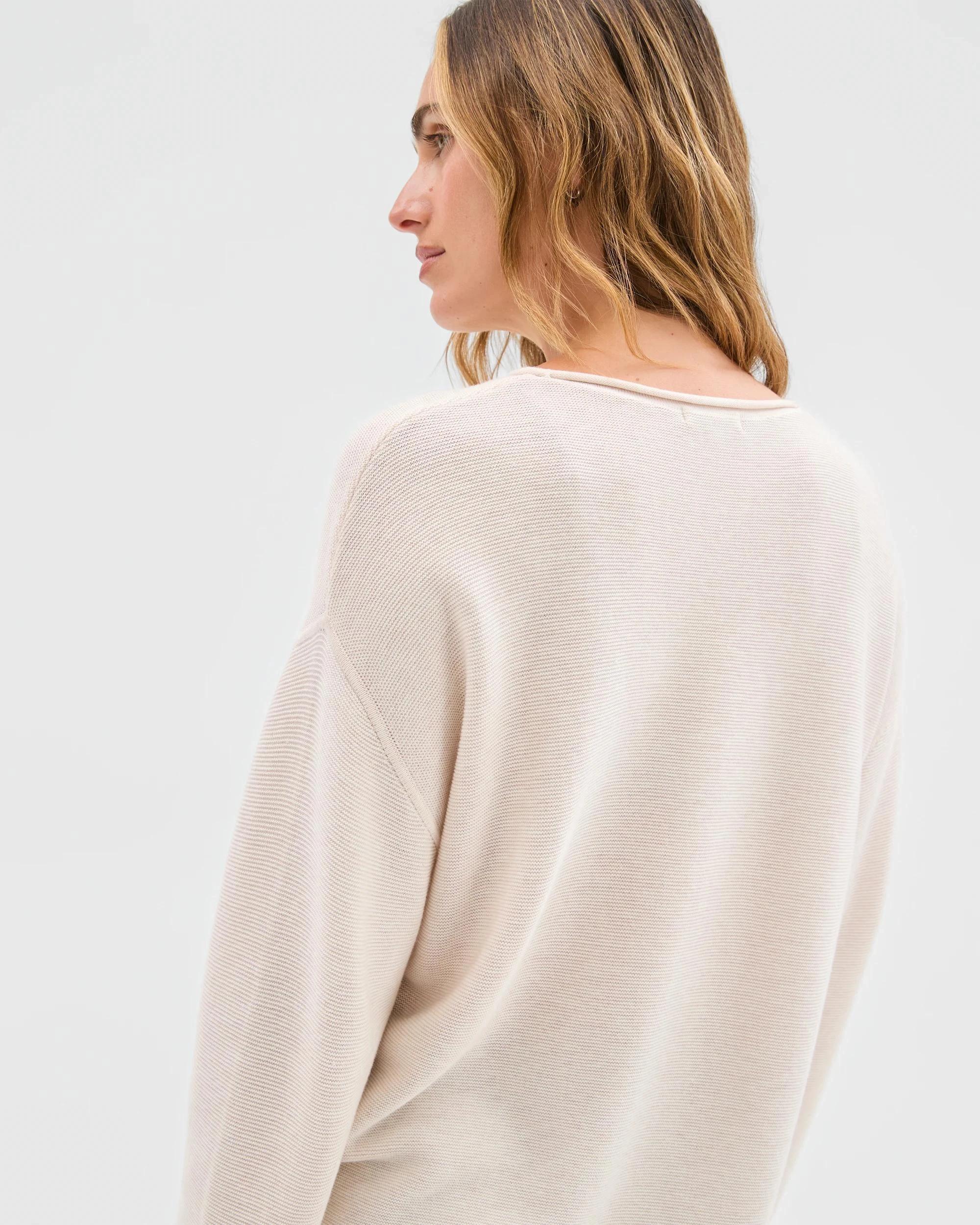 5 Target Woman Australian Cotton Blend Roll Edge Lightweight Sweater OATMEAL, 5 of 6