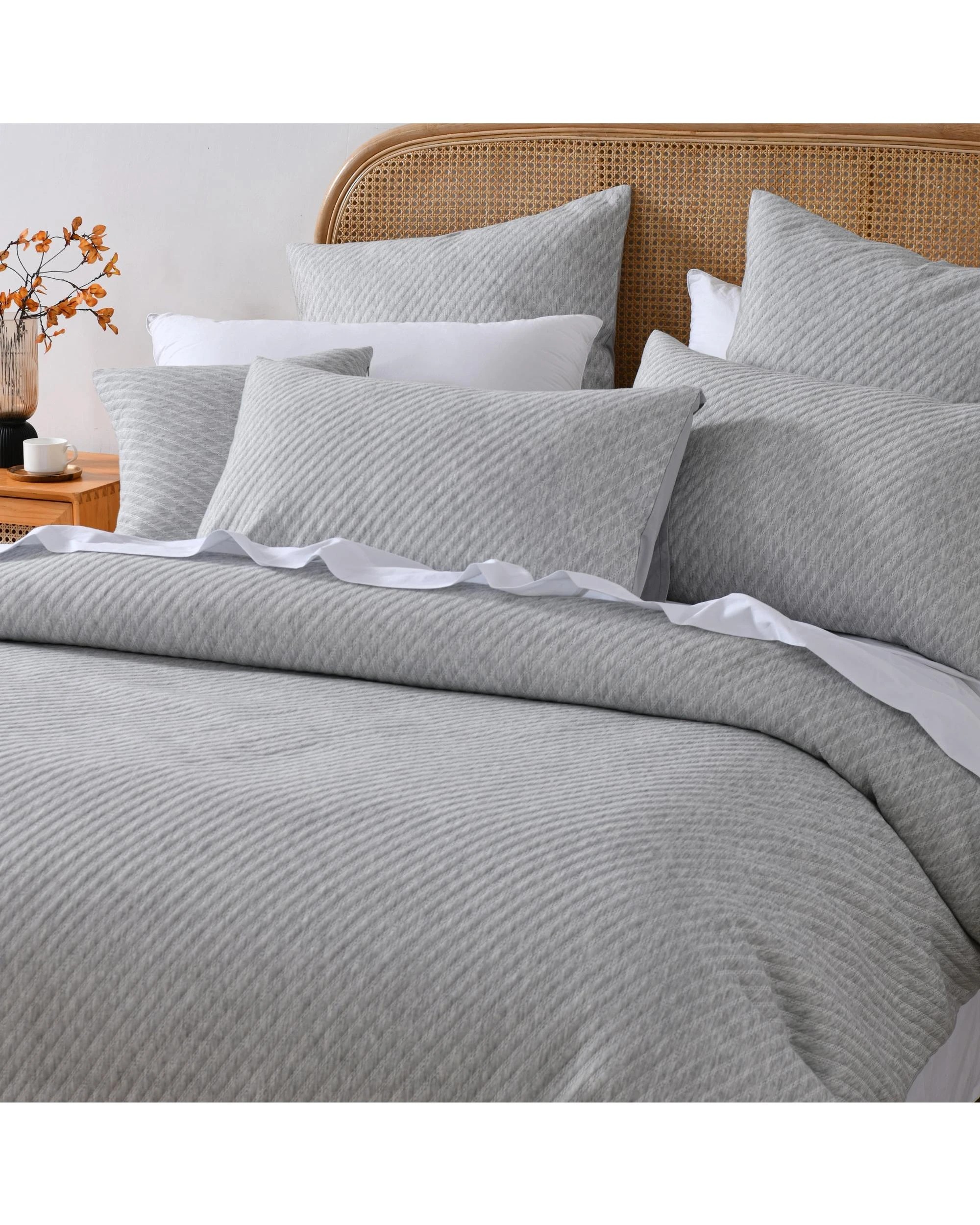 2 Bianca Pesaro Super King Polyester Cotton Quilt Cover & Pillowcase Set - Grey, 2 of 4