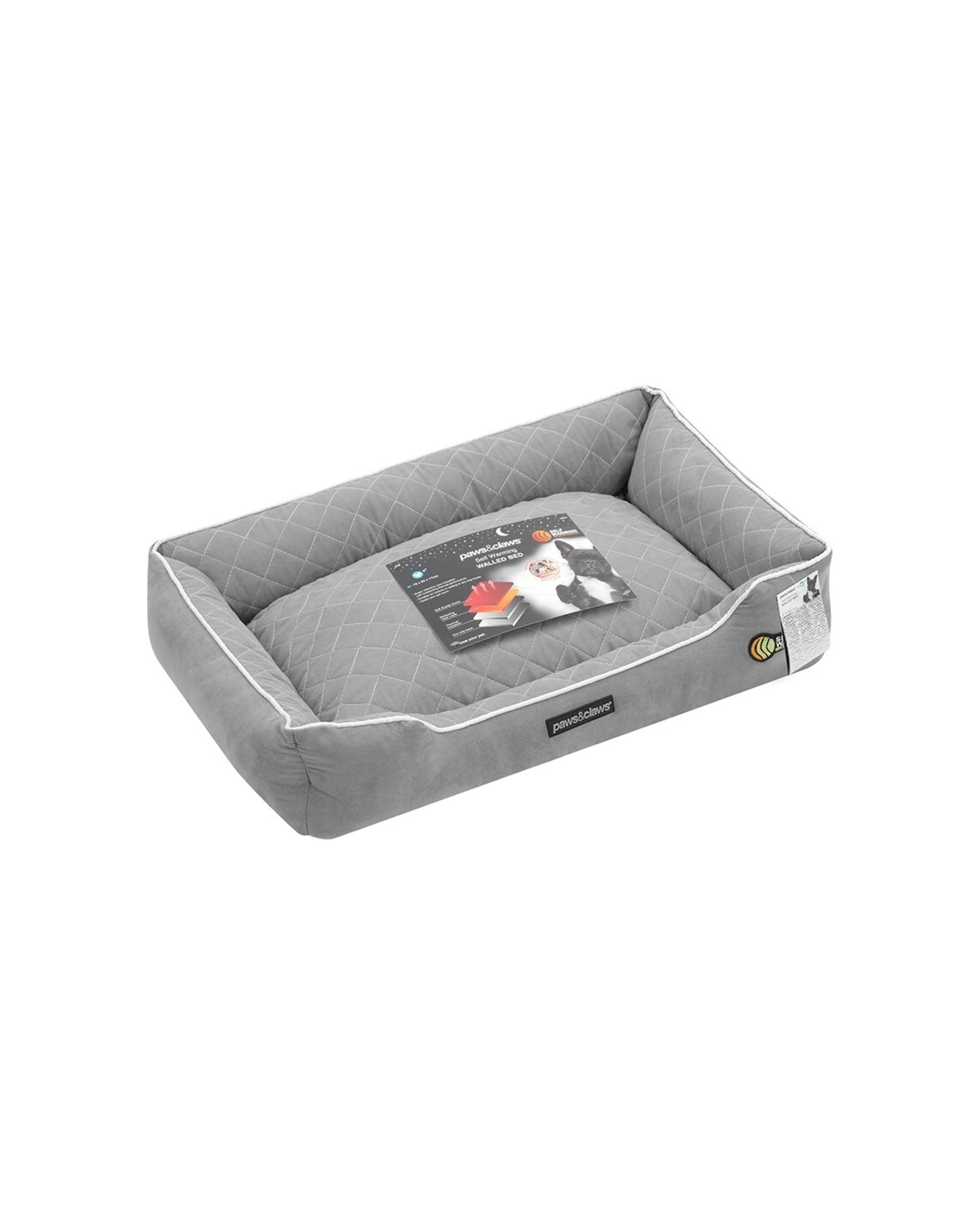 2 PAWS AND CLAWS 70x50cm Self Warming Walled Bed Medium Pet Bed Non Slip
 - grey, 2 of 7