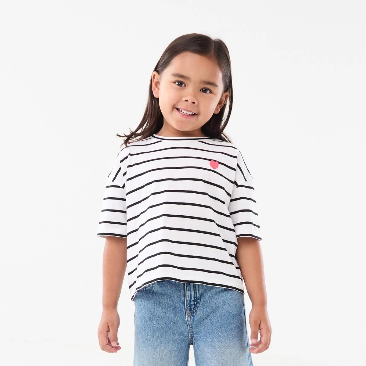 1 Short Sleeve Stripe T-shirt Blk Stripe, 1 of 8