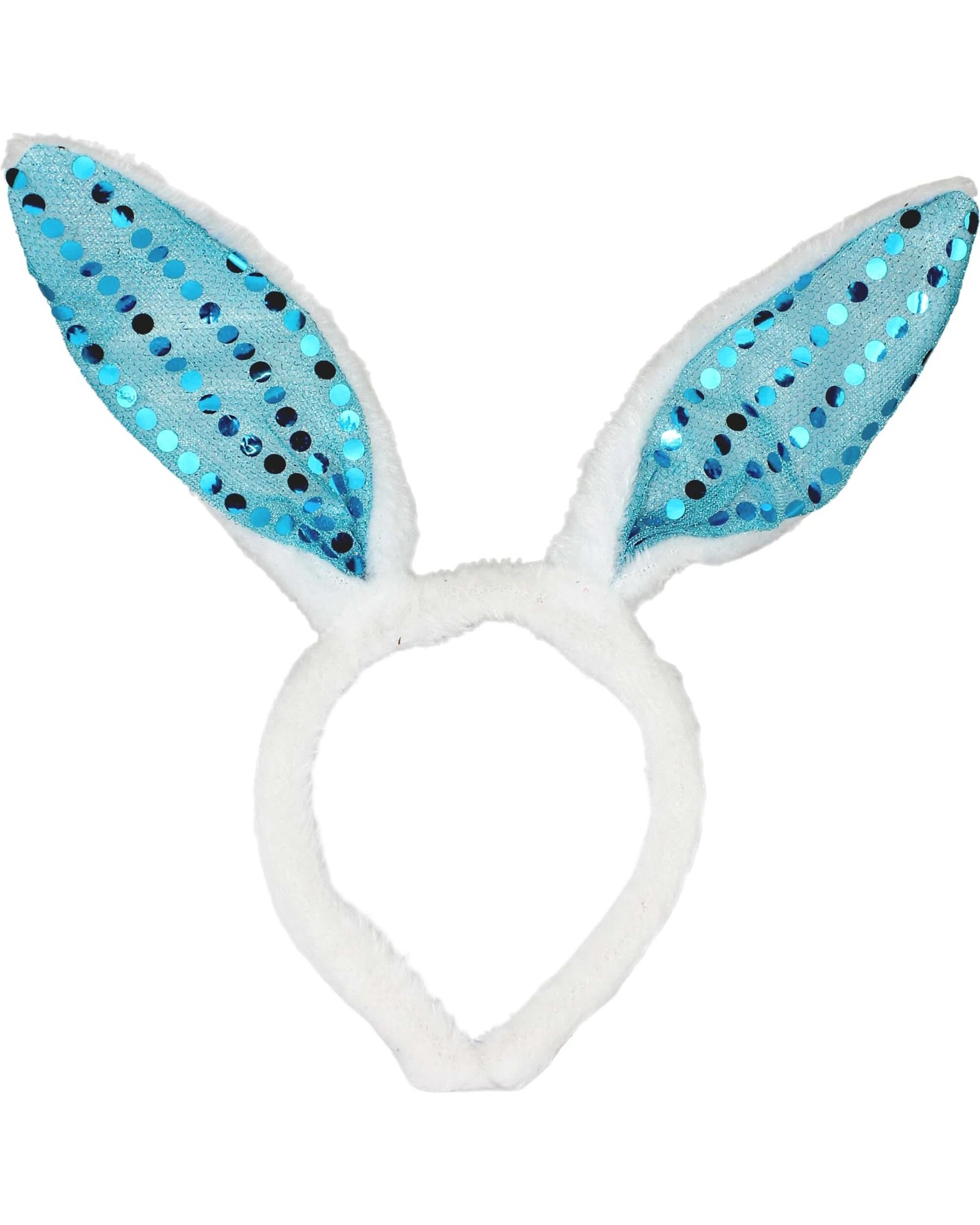 1 JDParty Plush Blue Sequin Bunny Ears Headband - Blue &amp; White, 1 of 1