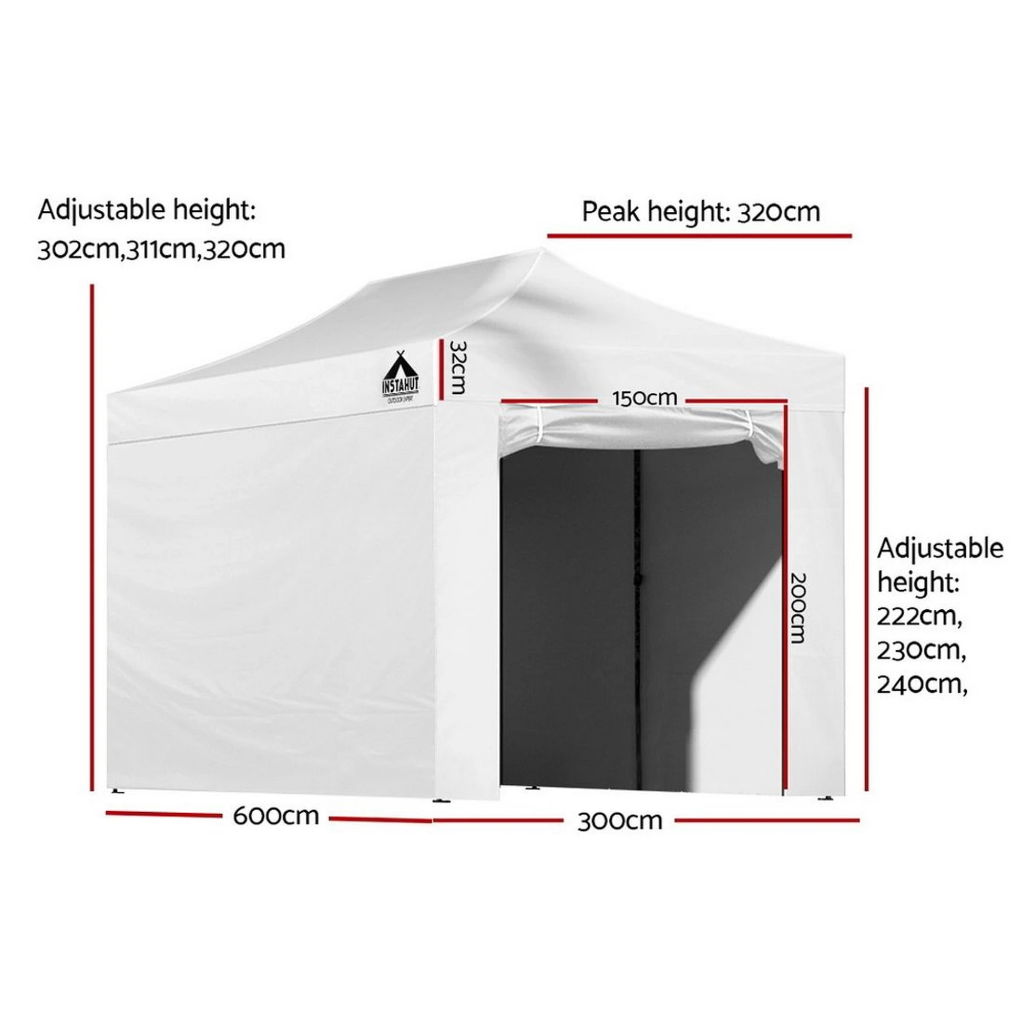 3 Instahut Gazebo  Pop Up Marquee Folding Tent Wedding Gazebos Camping Outdoor Shade Canopy - White, 3 of 8