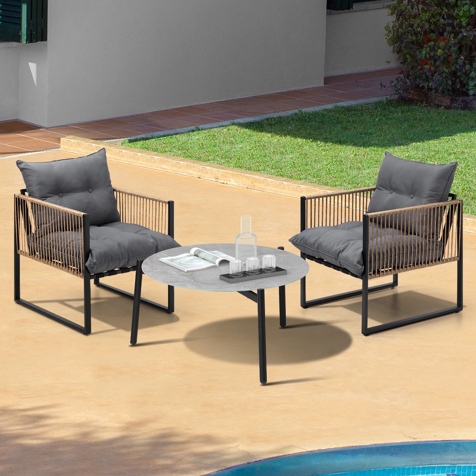 10 Livsip Outdoor Patio Set Garden Furniture 70cm Coffee Table Rattan Chairs 3pcs
 - Multi, 10 of 10