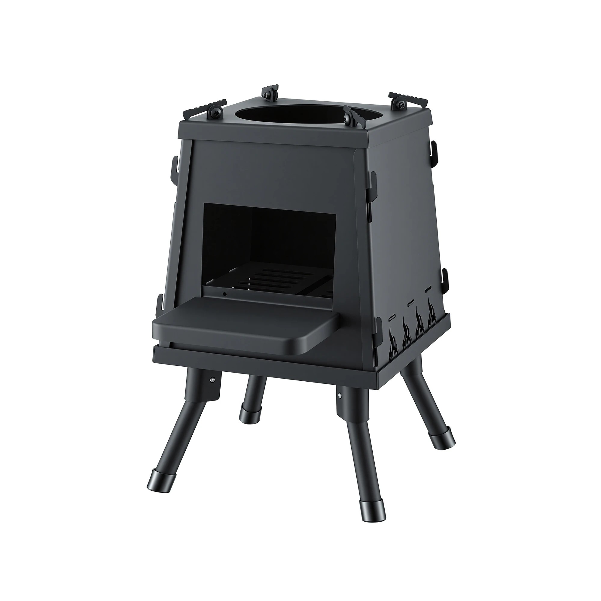 1 Grillz Fire Pit BBQ Portable Outdoor Fireplace Metal Camping Stove for Boiling Water, - Black, 1 of 1