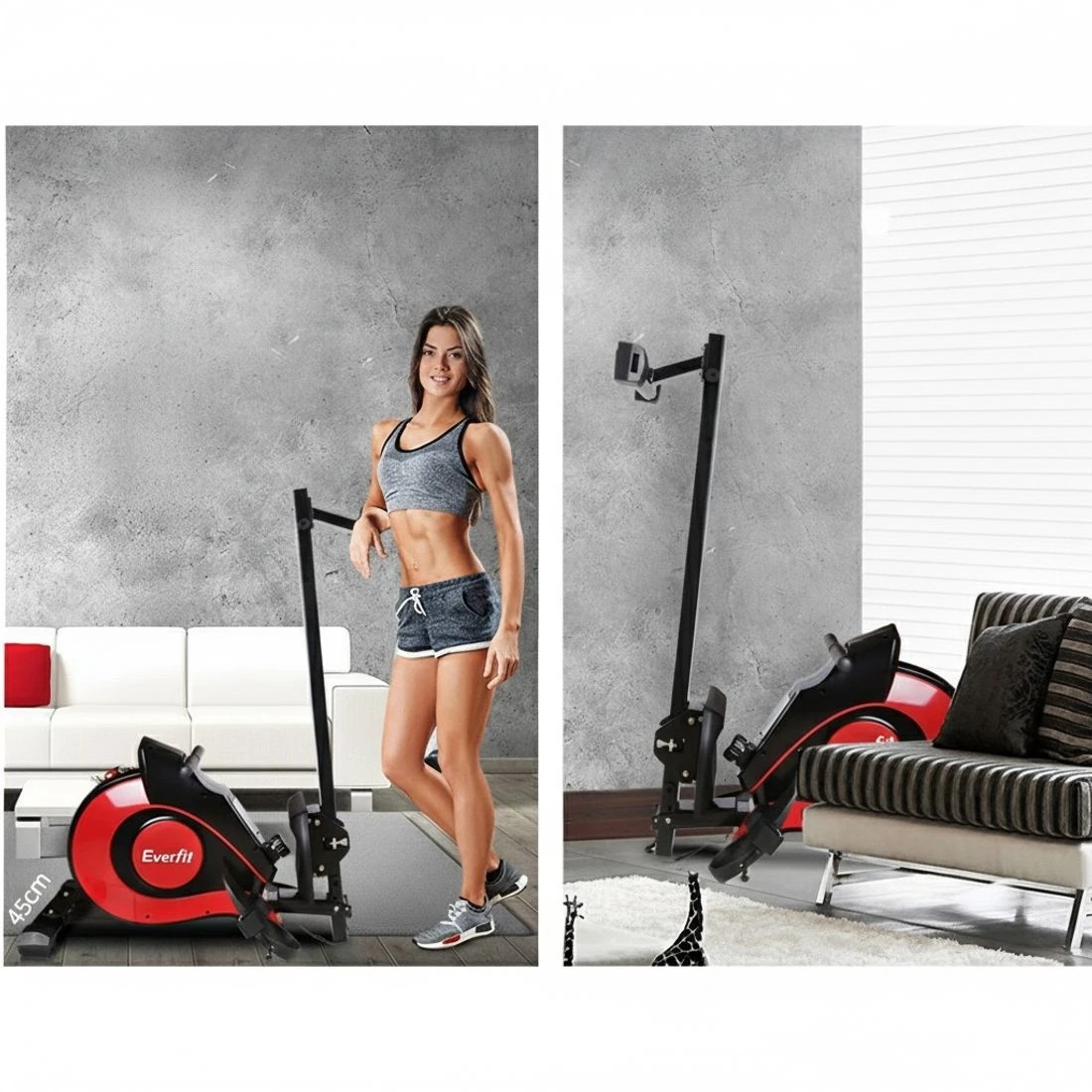 7 Everfit Rowing Machine Rower Magnetic Resistance Exercise Gym Home Cardio - Red, 7 of 9