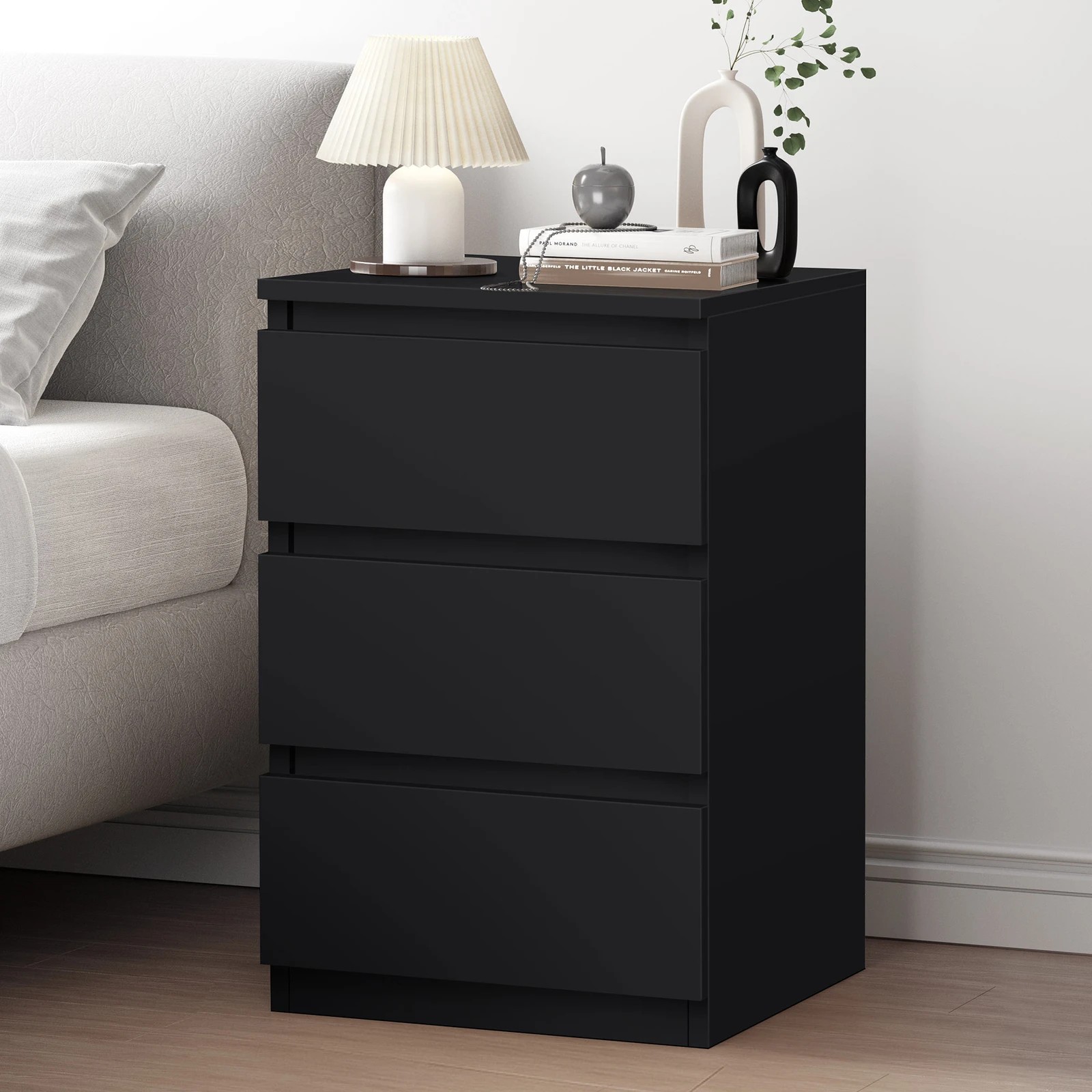 2 Alfordson 2x Bedside Table 3 Drawers - Black, 2 of 10