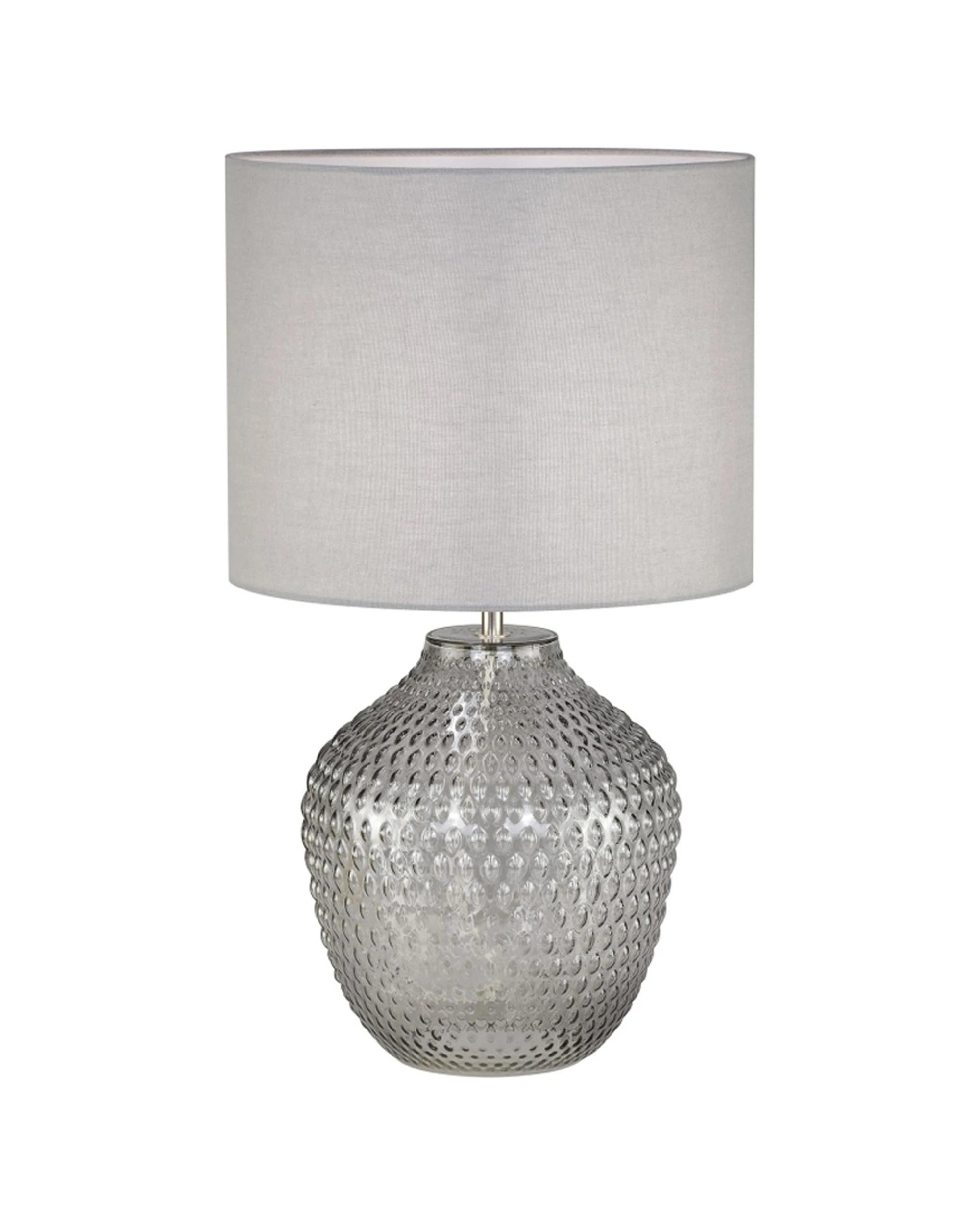 1 Urban Style Cassie Table Lamp Textured Glass Base Shade Inline Switch - Grey, 1 of 4