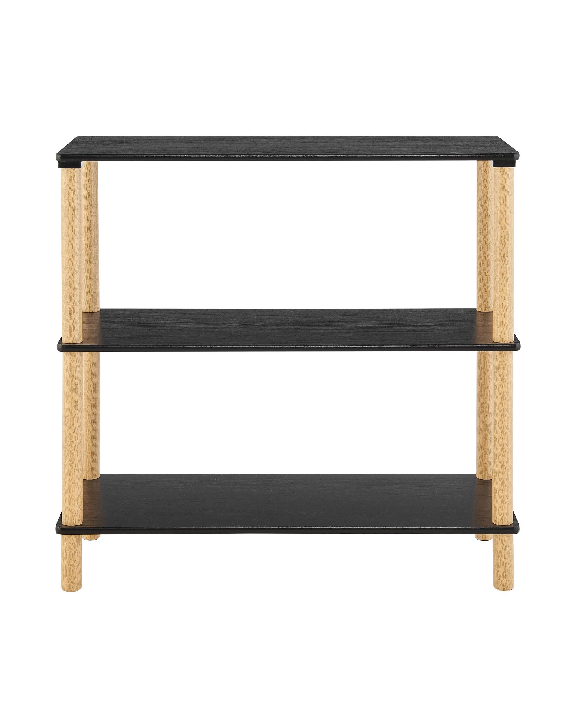 4 Kodu Open Shelf Unit Shelving Display Rectangular 3 Levels Black and Oak, 4 of 10