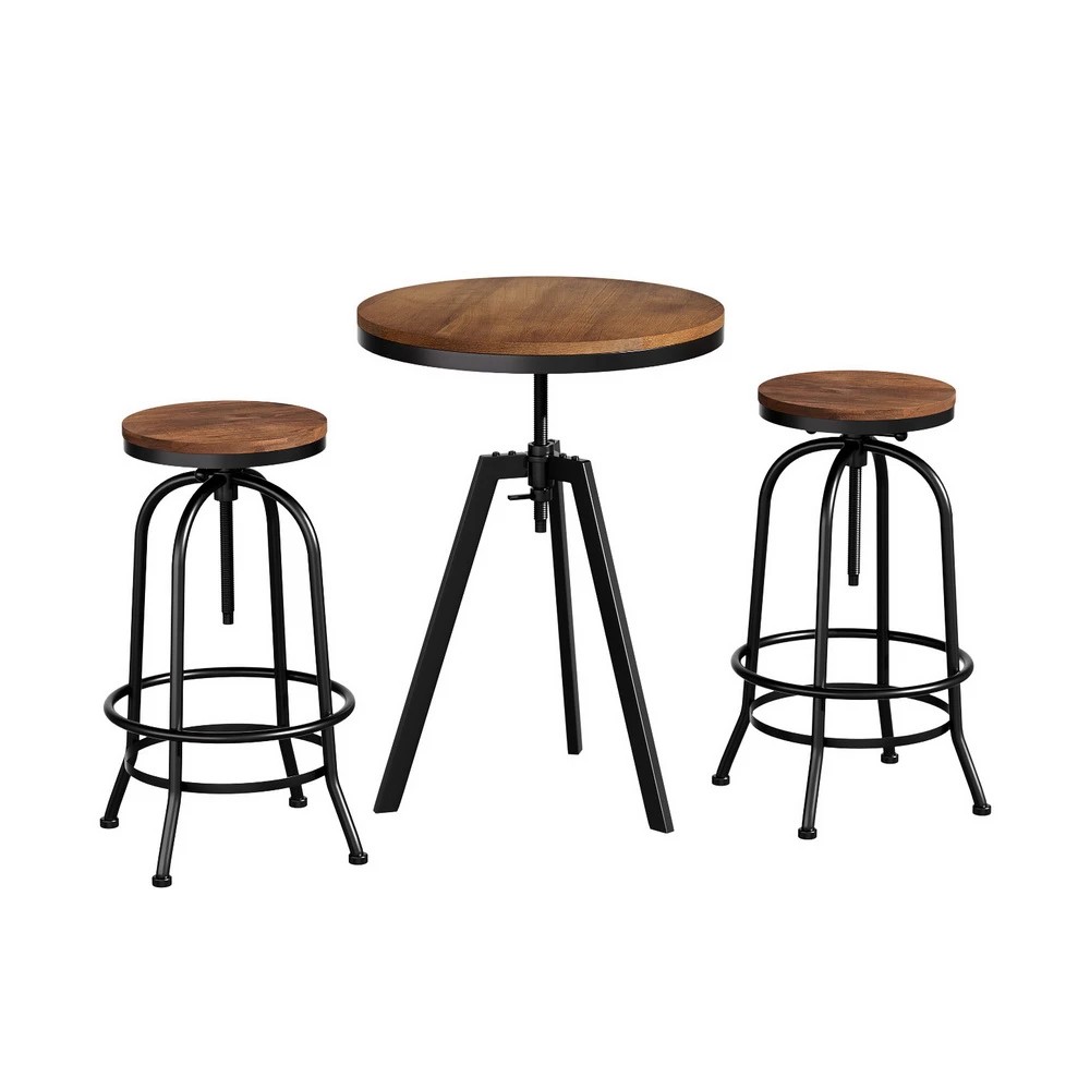 1 Artiss Bar Table Stools Set Dining Desk Industrial Kitchen Chairs Cafe - Multi, 1 of 6