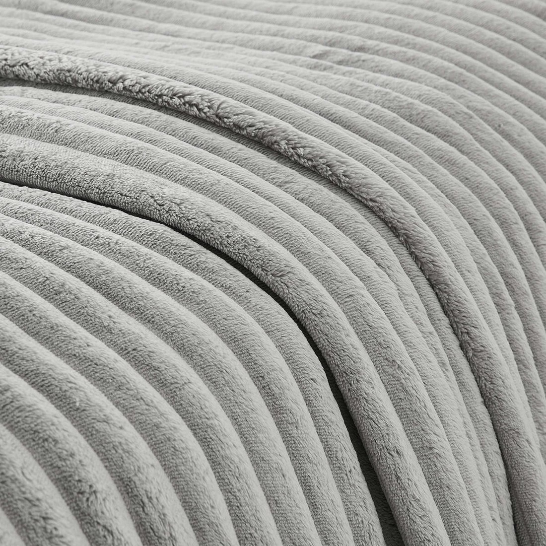 4 Plush Ribbed Blanket - Queen/King Bed, Grey, 4 of 6