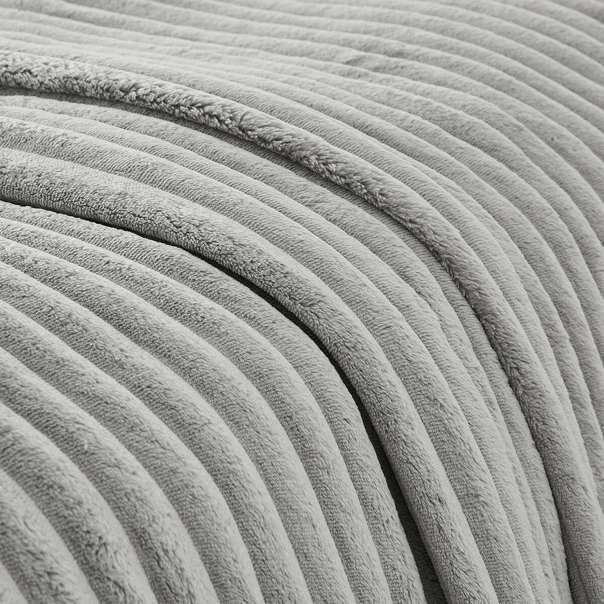 4 Plush Ribbed Blanket - Queen/King Bed, Grey, 4 of 6