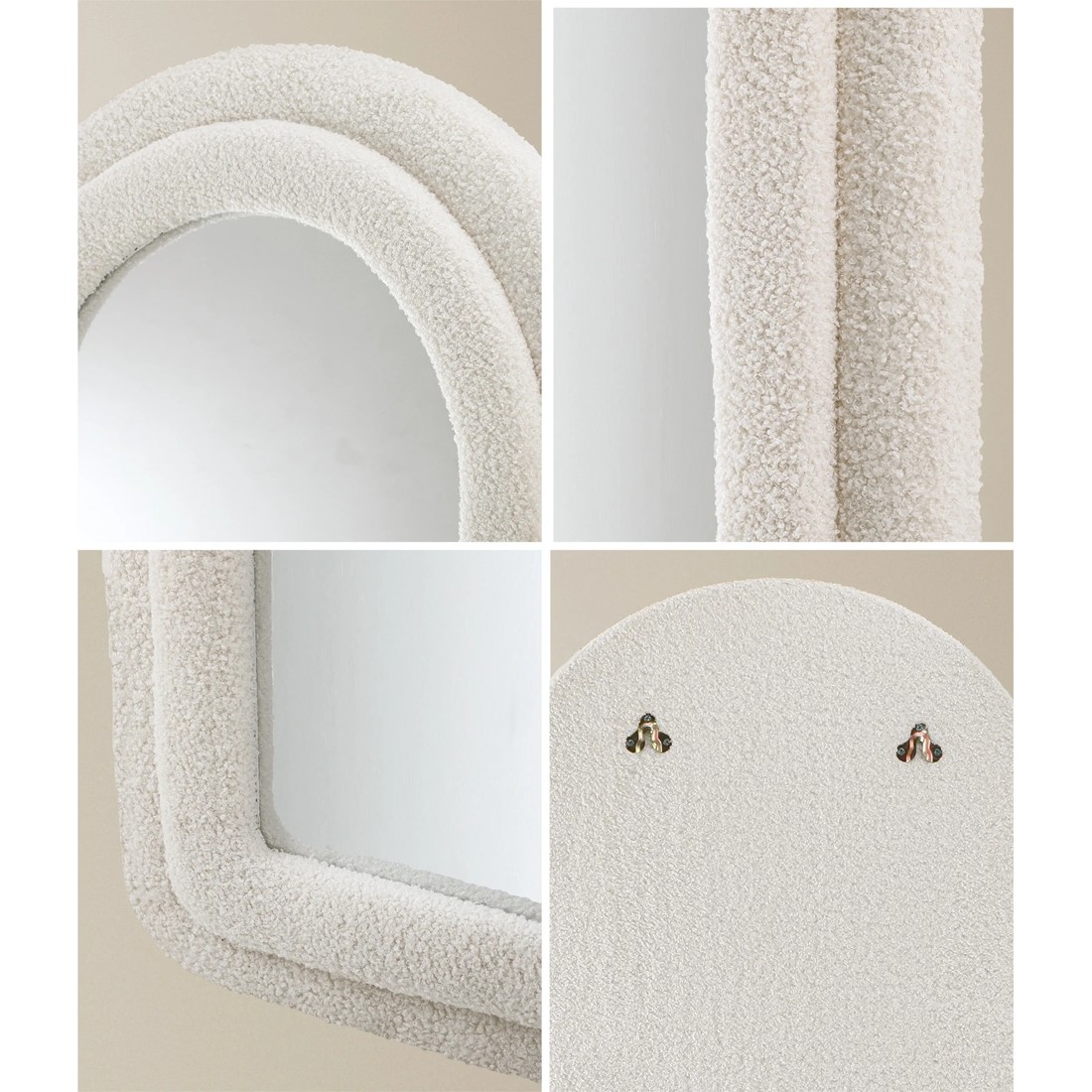 3 Oikiture 1.6m Full Length Mirror Boucle Frame Floor Mirrors Dressing Bedroom
 - White, 3 of 9