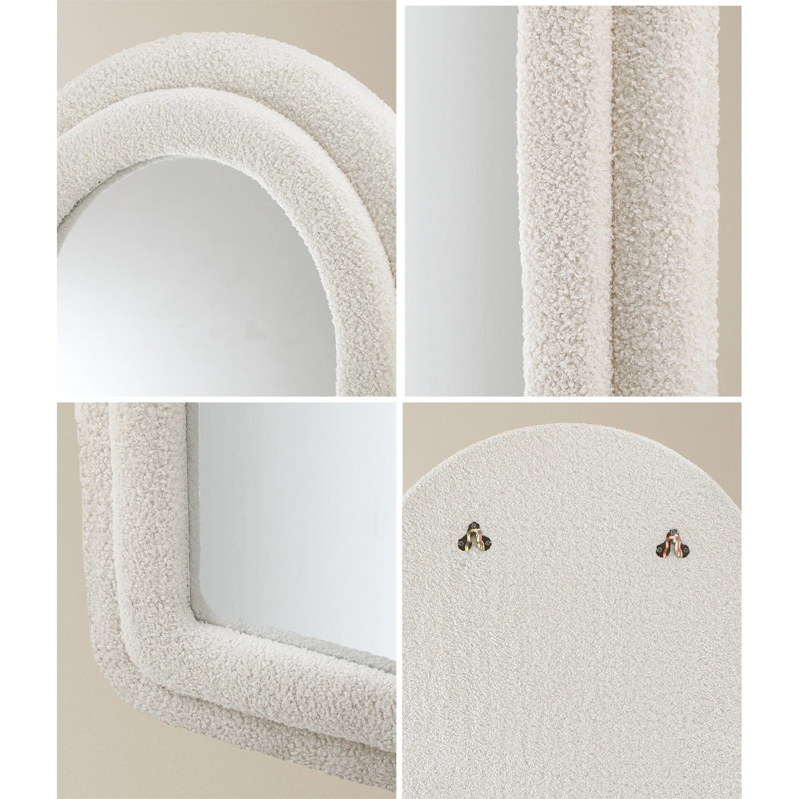 3 Oikiture 1.6m Full Length Mirror Boucle Frame Floor Mirrors Dressing Bedroom
 - White, 3 of 9