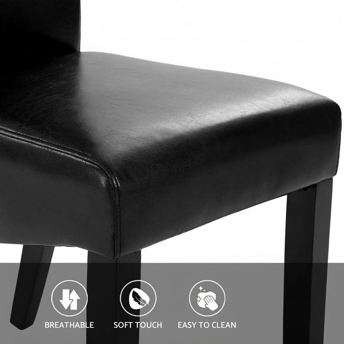 5 Artiss Dining Chairs Set of 4 Leather Parsons Chair - Black, 5 of 5