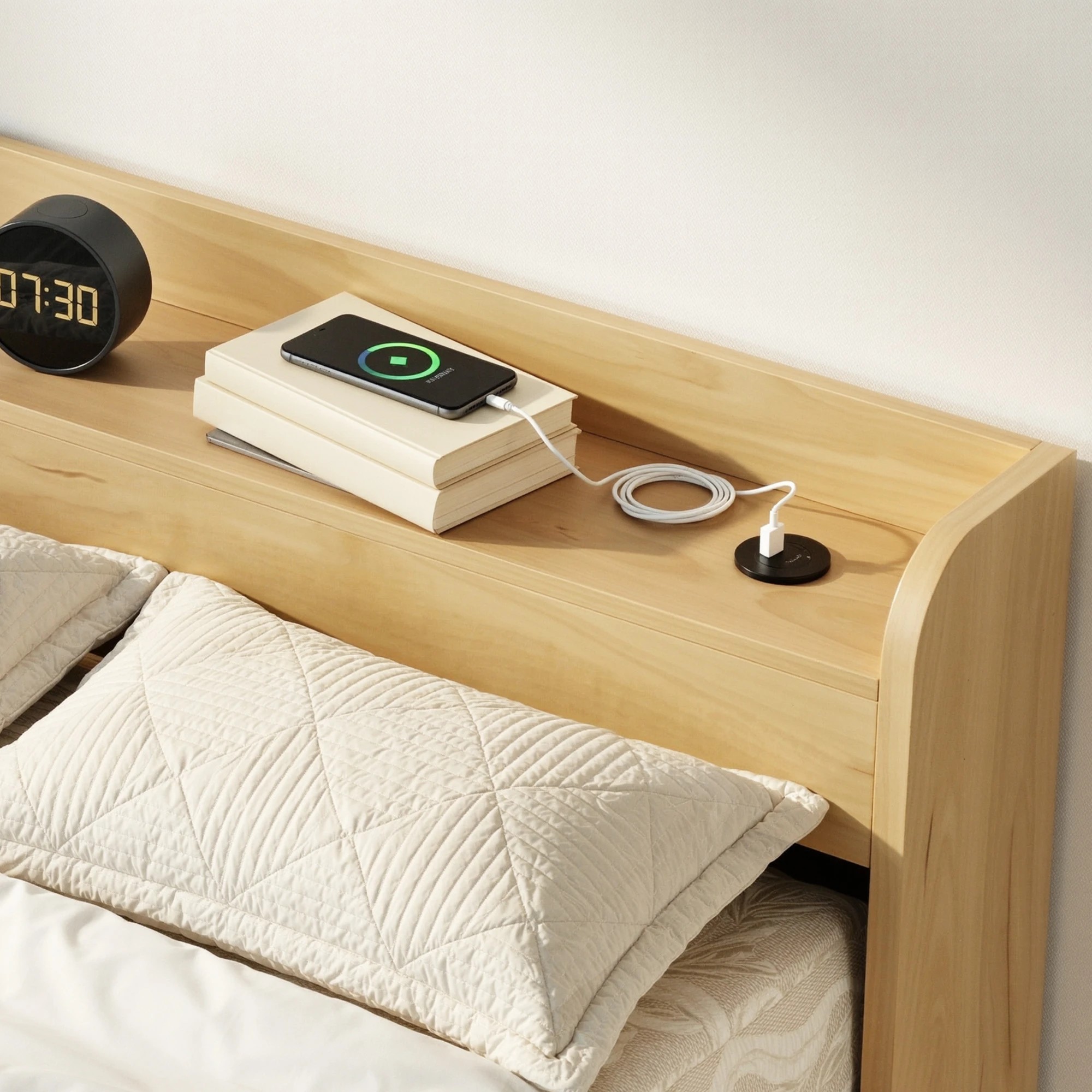 4 Artiss King Single Bed Frame with 2 Drawer Platform Bed Base with USB Ports - Natural, 4 of 9