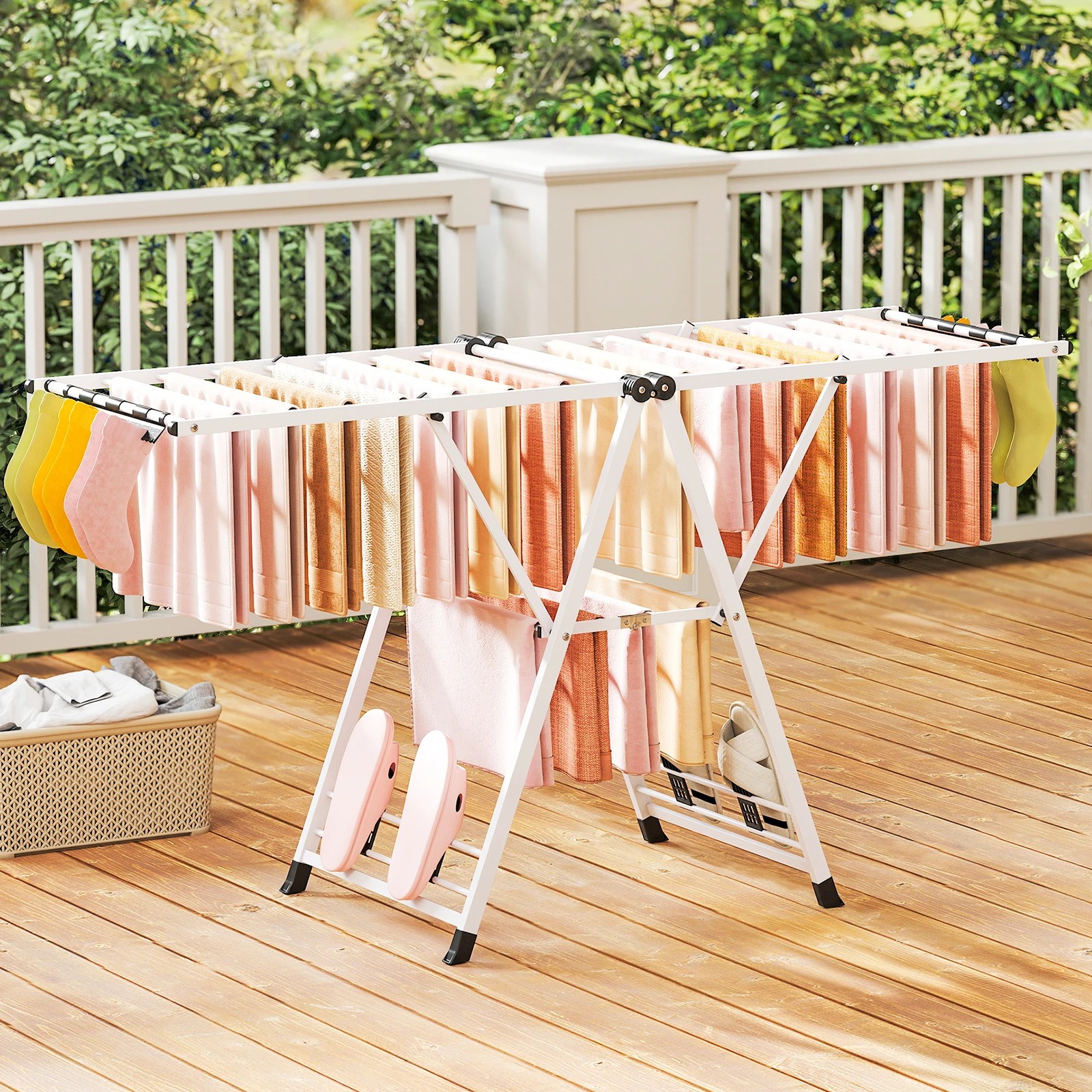 3 Costway Clothes Drying Rack Foldable Clothes Airer w/20 Drying Rails Gullwing Clothing Stand - White, 3 of 3