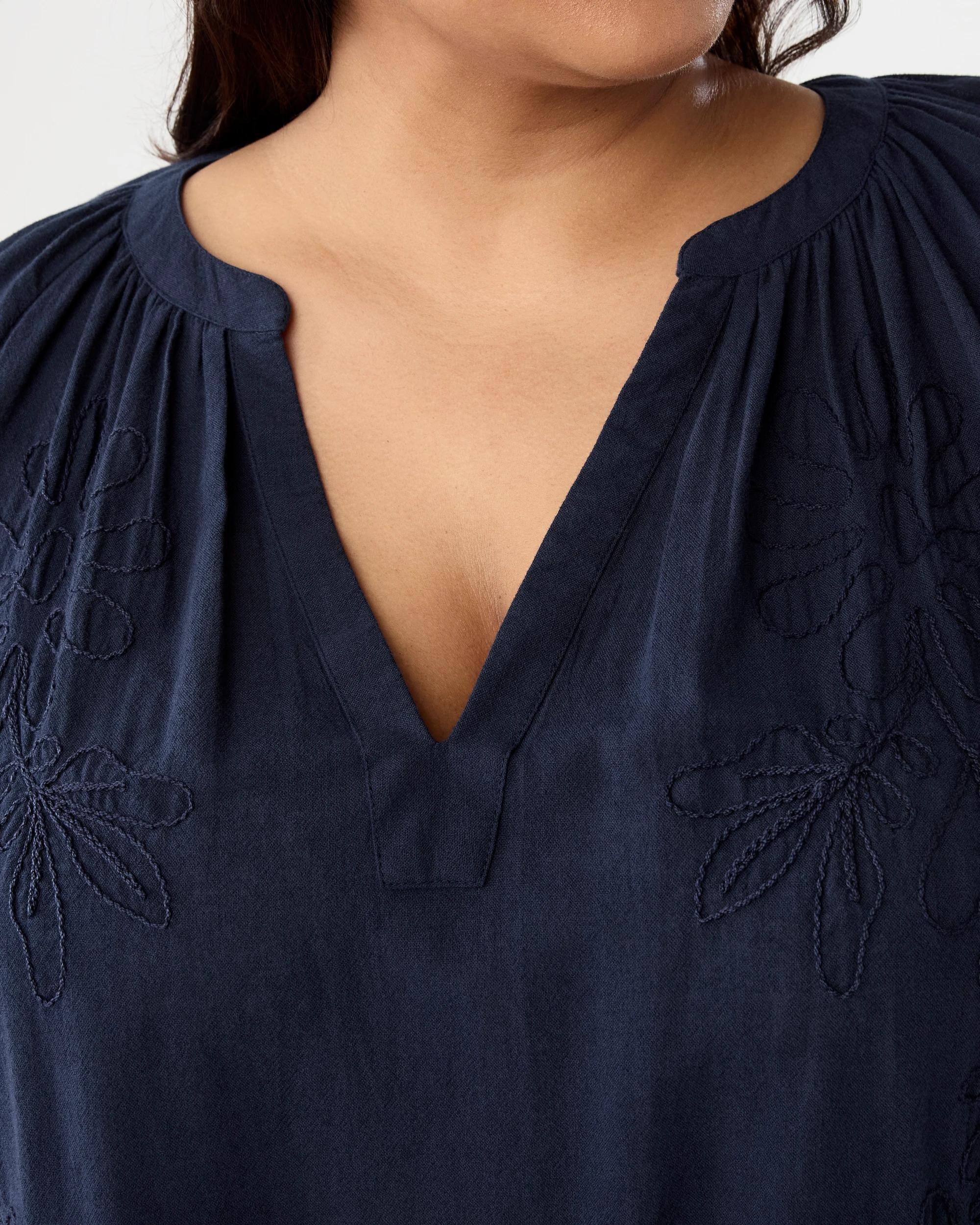 5 Curve Long Sleeve Embroidered Front Top Navy Blaze, 5 of 6