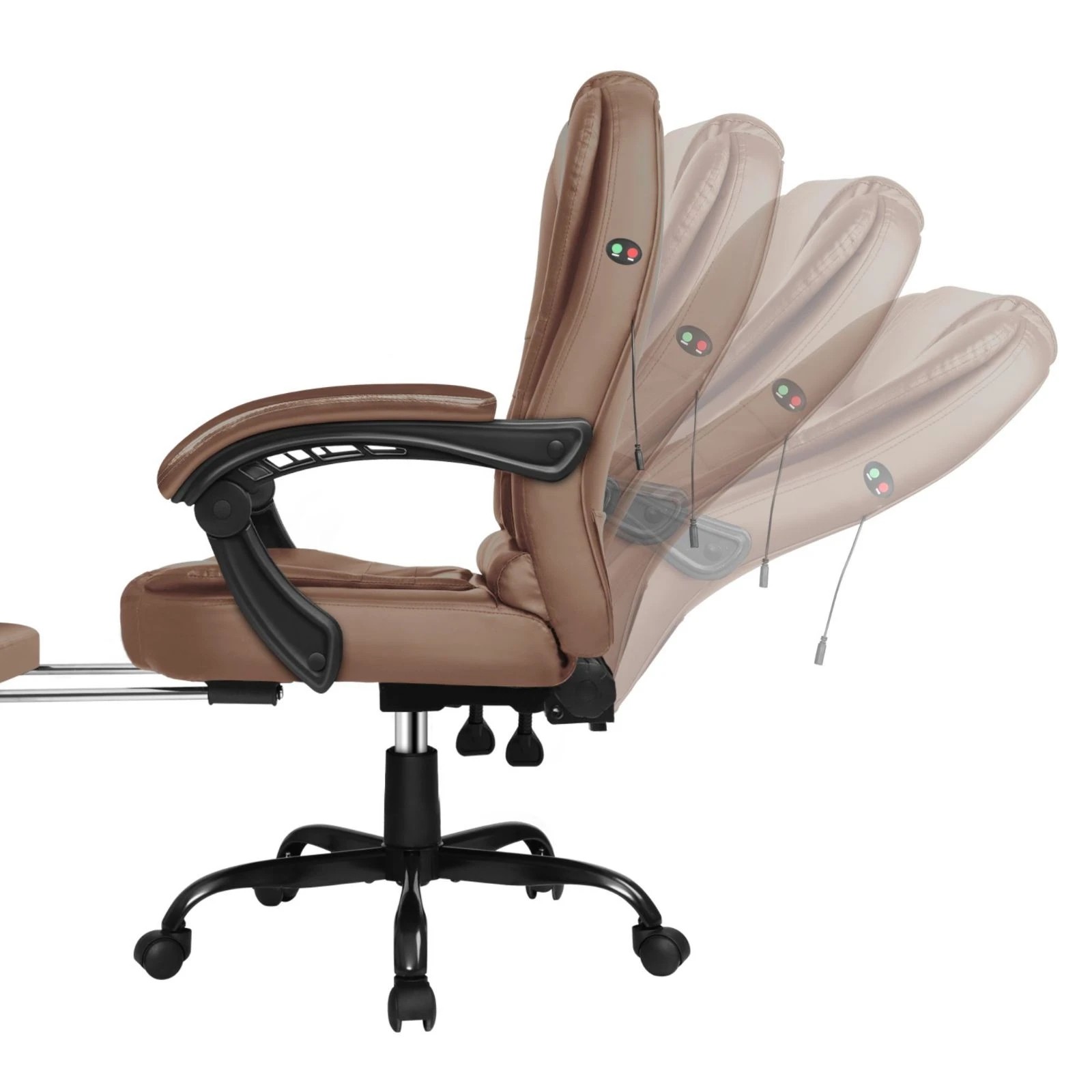 5 Alfordson Massage Office Chair Executive Gaming PU Leather Work Seat Racing - Brown, 5 of 10