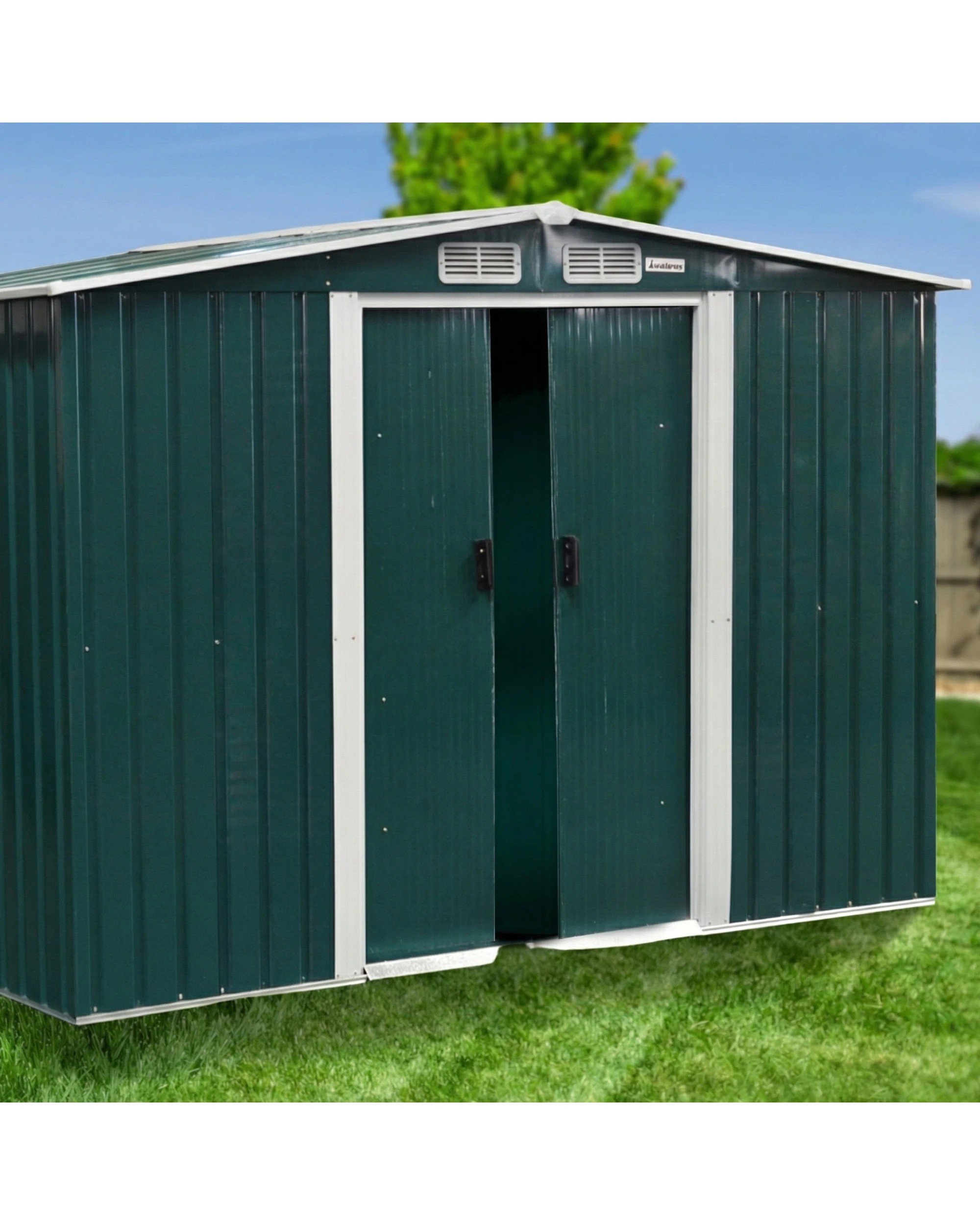 3 Wallaroo 6ft x 8ft Garden Shed Spire Outdoor Storage Shelter Sloped Roof Workshop Tool - Green, 3 of 7