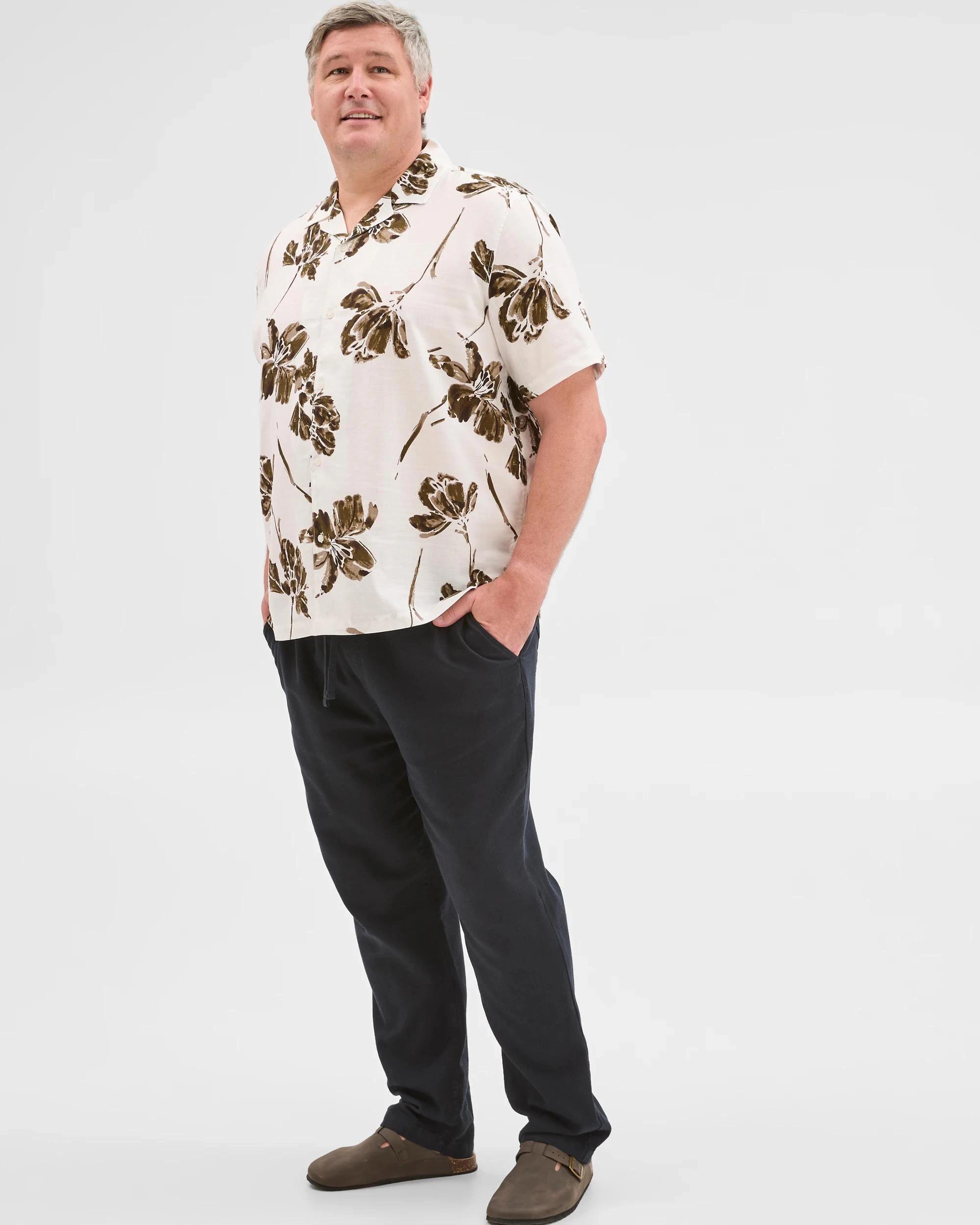 2 Preview Plus Size Short Sleeve Resort Shirt NEUTRAL, 2 of 5