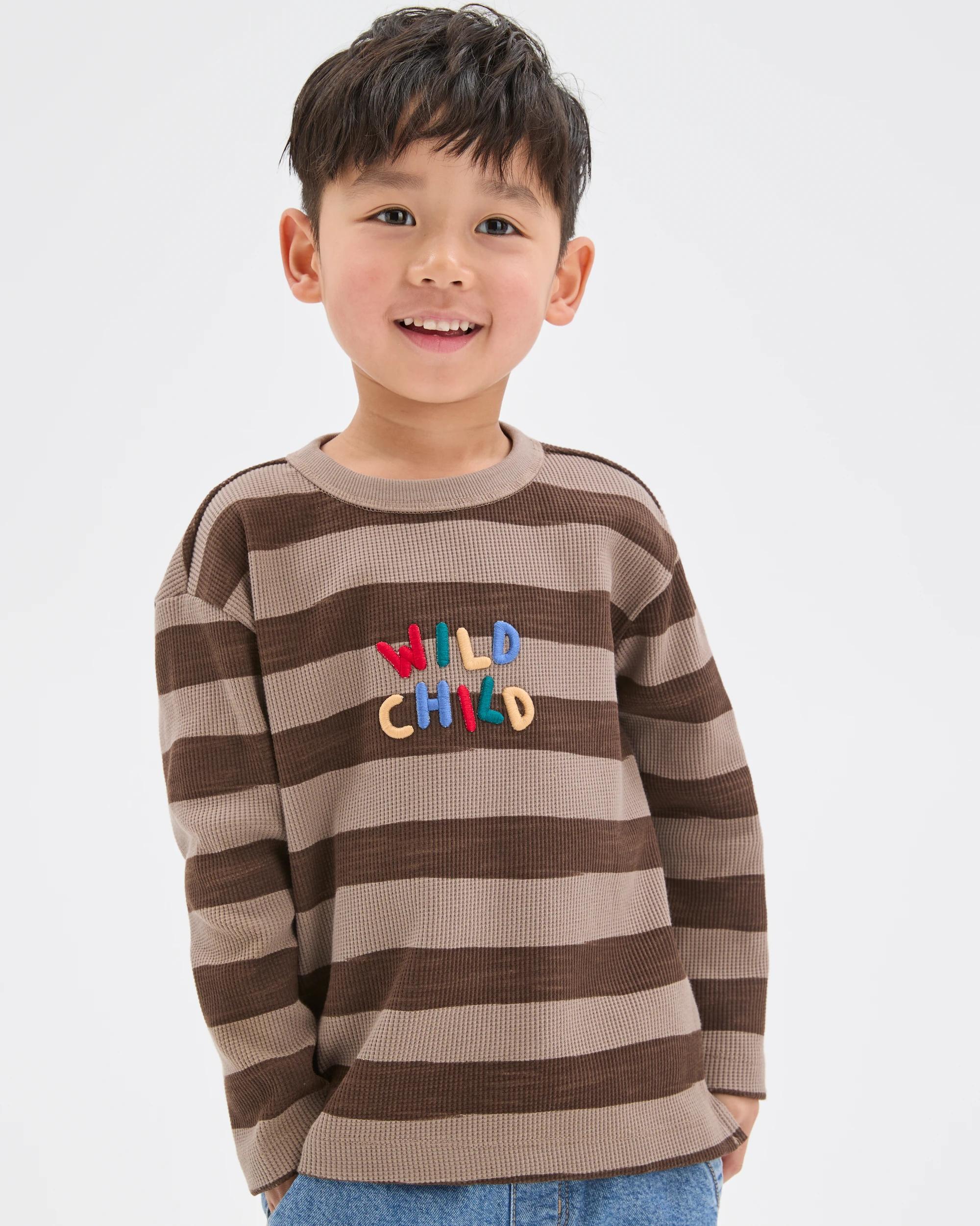 4 Target Kids Australian Cotton Long Sleeve Stripe T-Shirt BROWN, 4 of 8