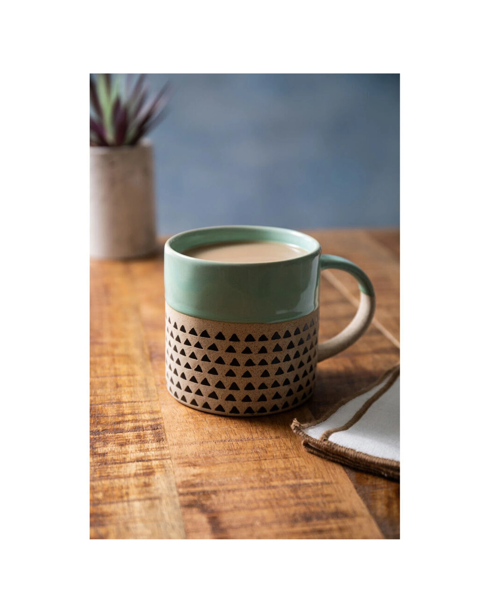 7 Mikasa 8PK Wax Resist Glaze Coffee Mug Clay 390ml - Green, 7 of 7