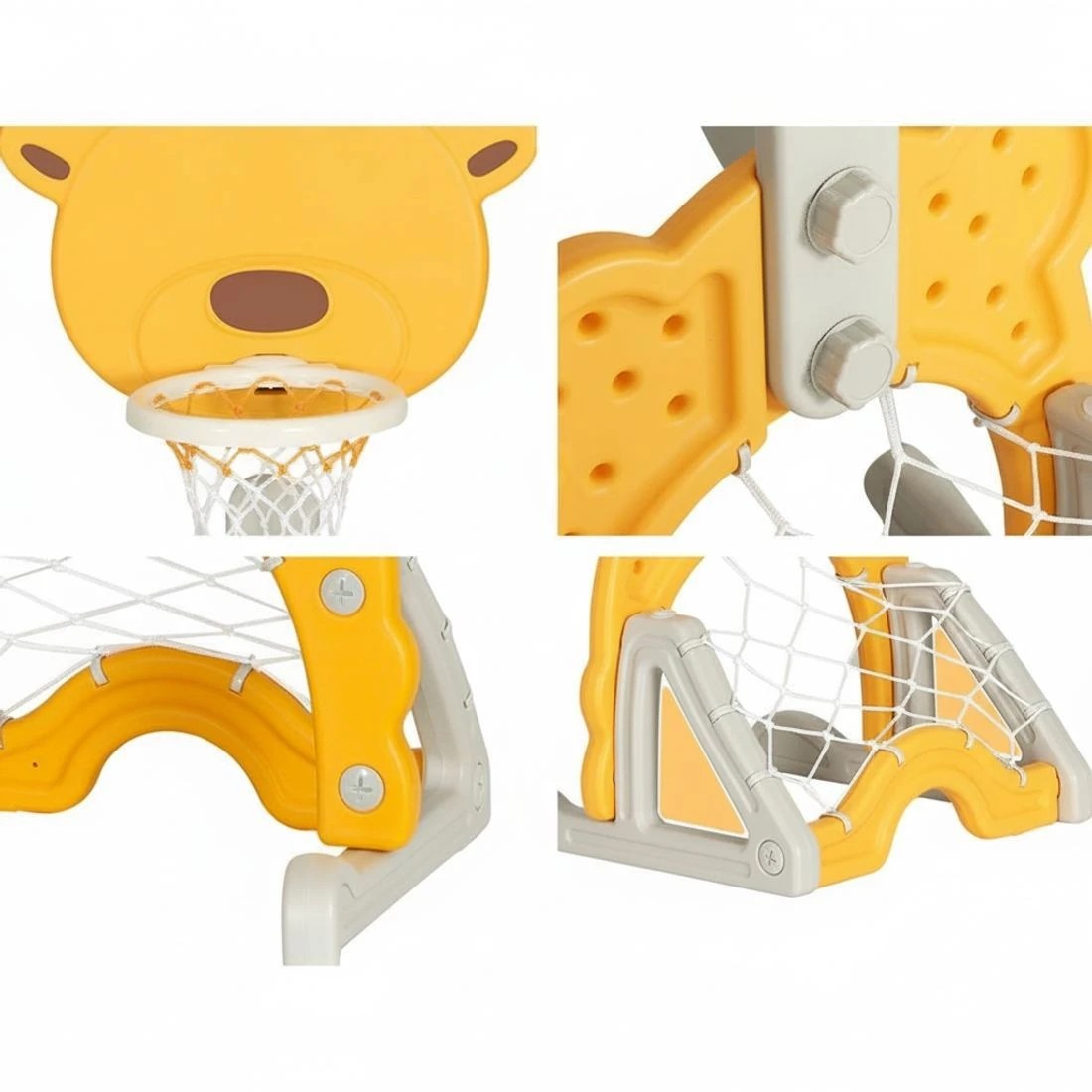 7 Keezi Kids Basketball Hoop Stand Adjustable 5-in-1 Sports Center Toys Set - Yellow, 7 of 7