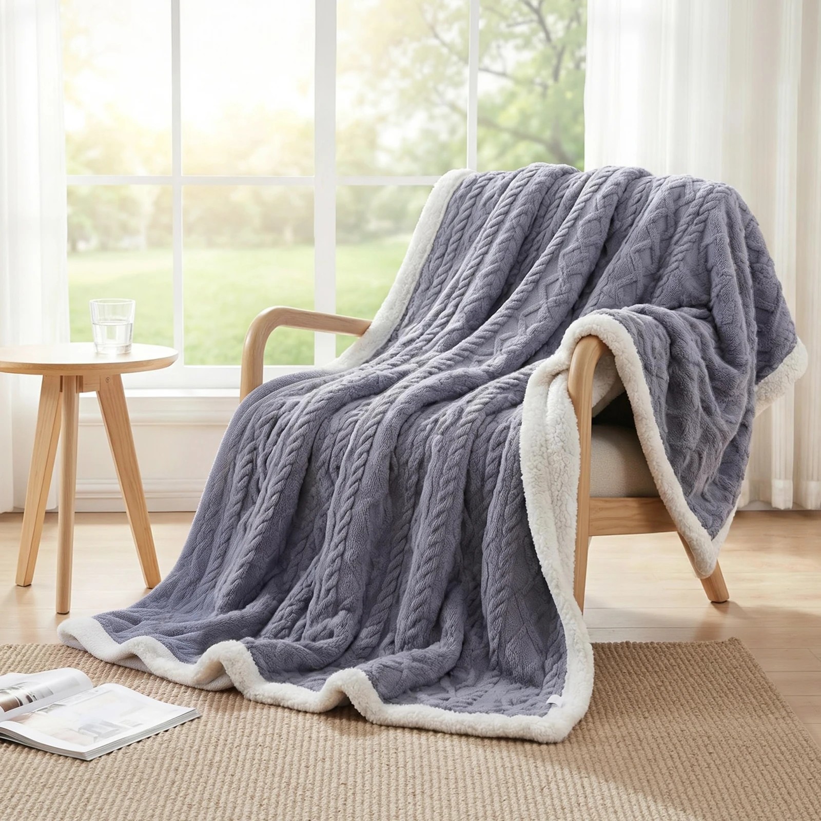 1 Giselle Bedding Giselle 203x230cm Throw Blanket Double-Sided Fleece Lightweight For Sofa Couch - Blue, 1 of 8