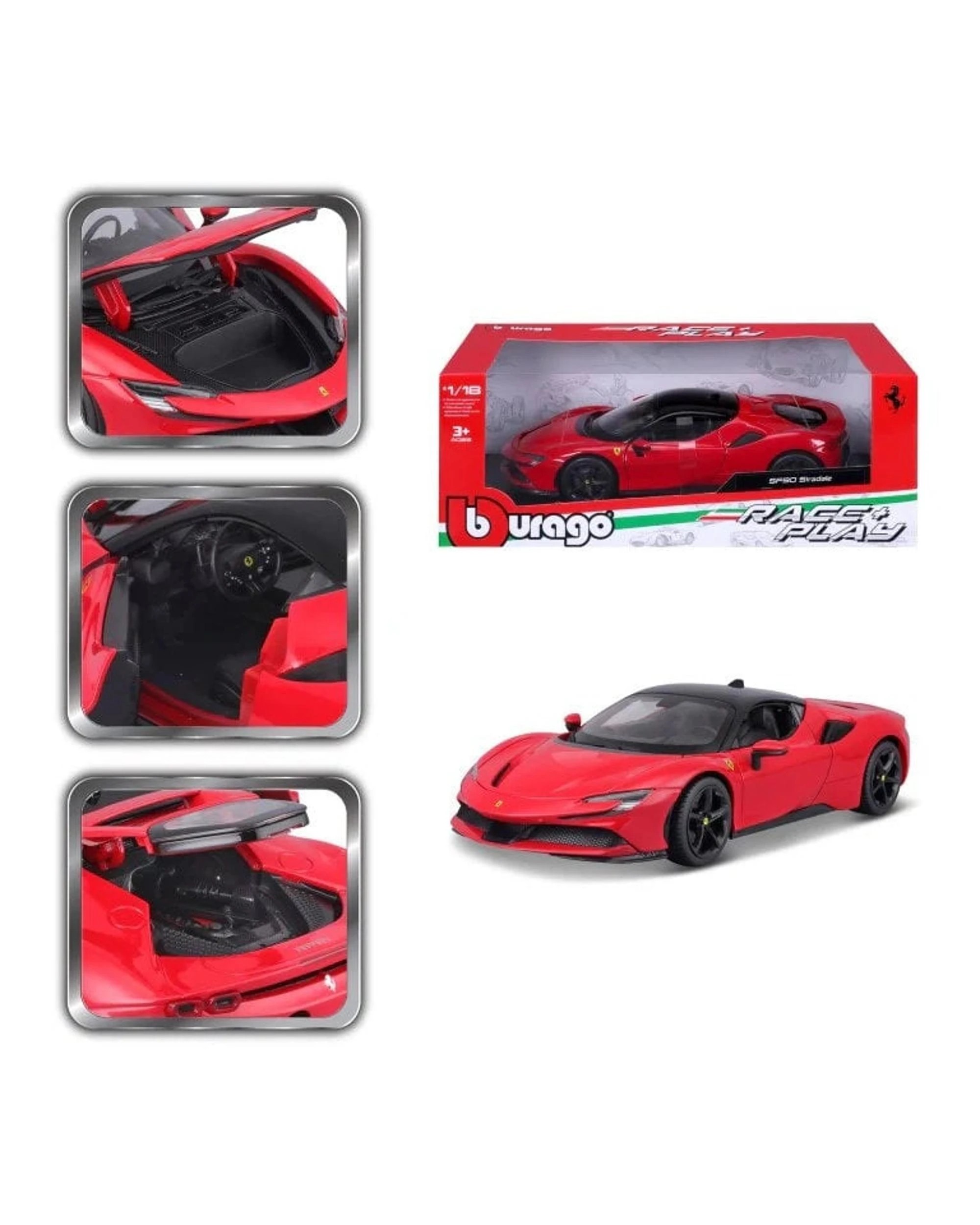 3 Bburago Race and Play 2021 Ferrari SF90 Stradale 1:18 Scale Diecast Vehicle, 3 of 10