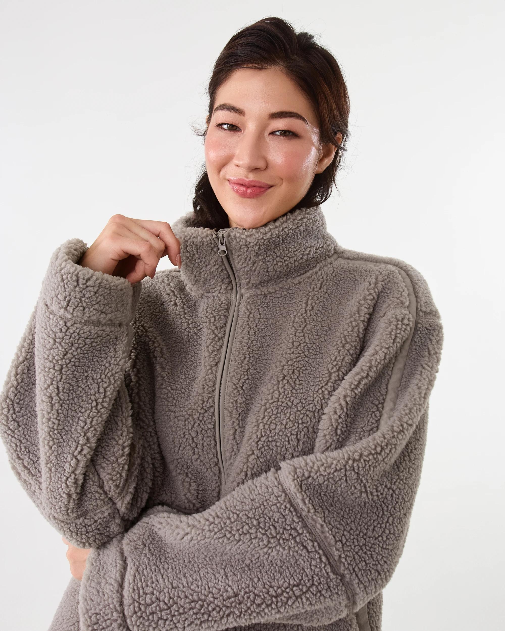 5 Active Womens Outdoor Sherpa Jacket Brn Drift, 5 of 10