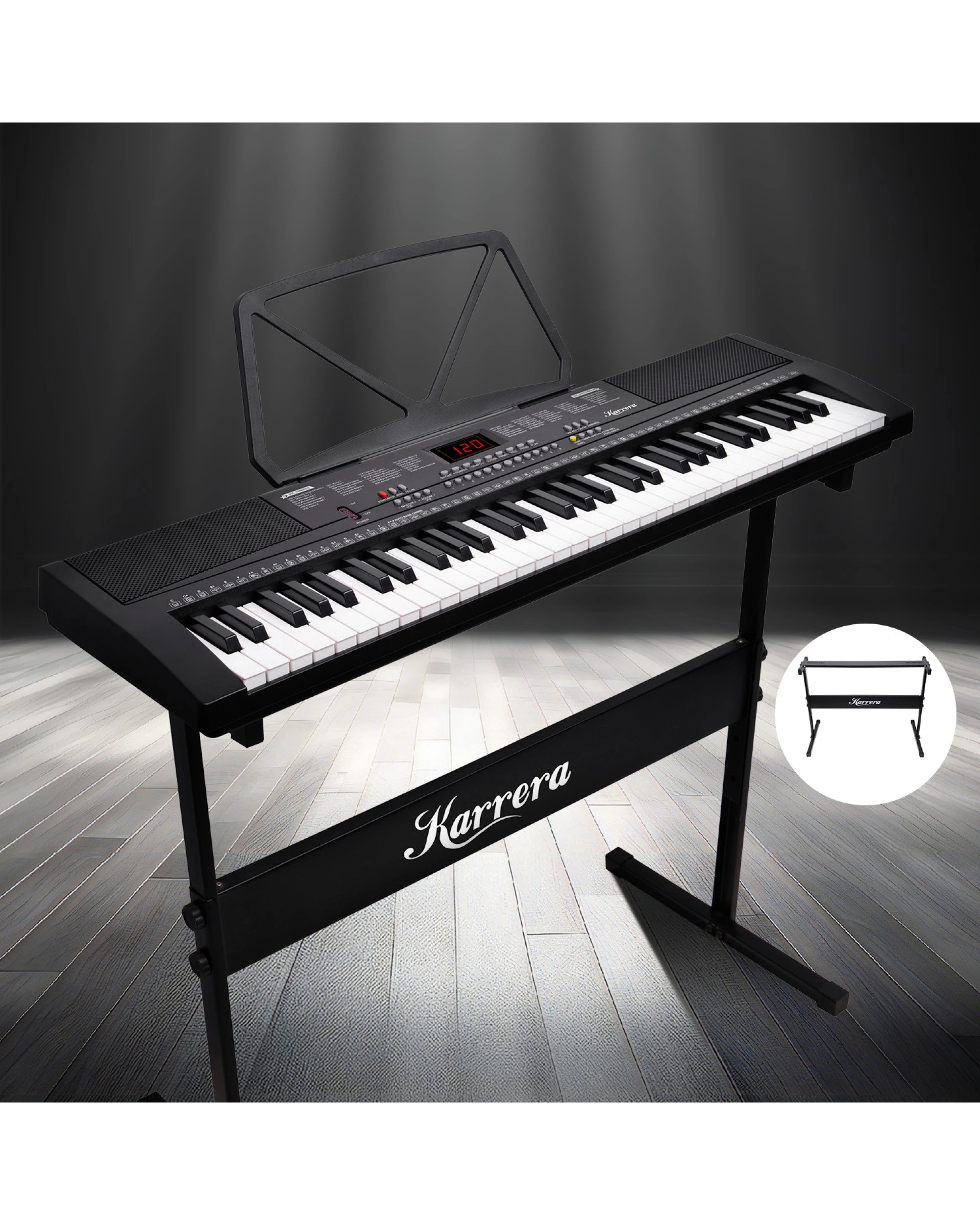 8 Karrera 61-Key Electronic Piano Keyboard 75cm with Stand in Black CHJ-61-75S - Black, 8 of 9