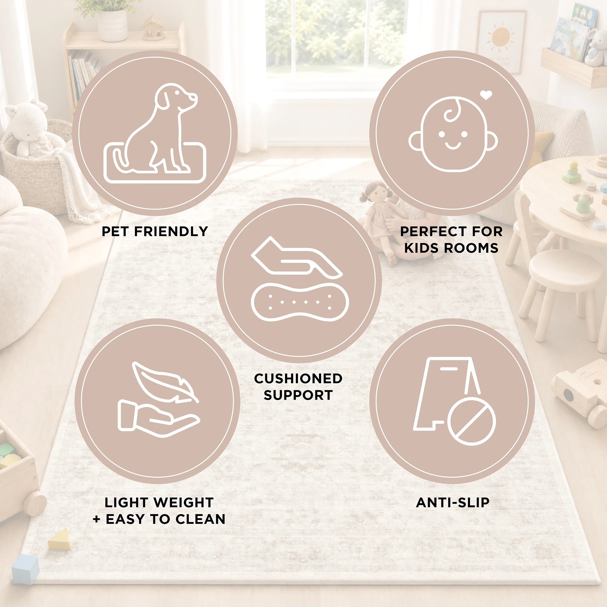 8 Common Ground Rugs Kumo Comfort Mat Hani 290x200cm - Large Soft Memory Foam Rug - Natural, 8 of 8