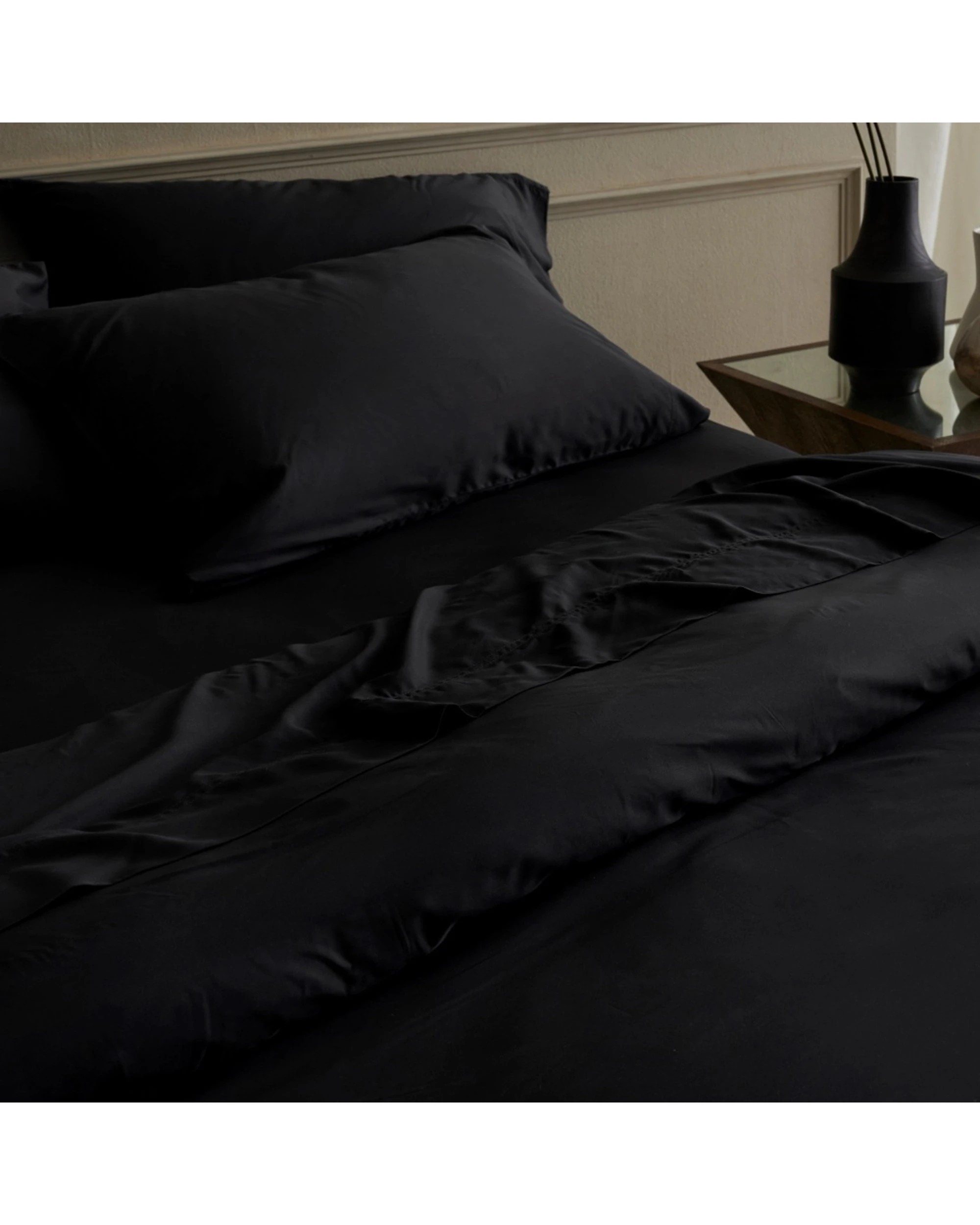 2 Bedding Co Organic Bamboo Quilt Cover Set 350TC Luxurious - Double Bed - Black, 2 of 4
