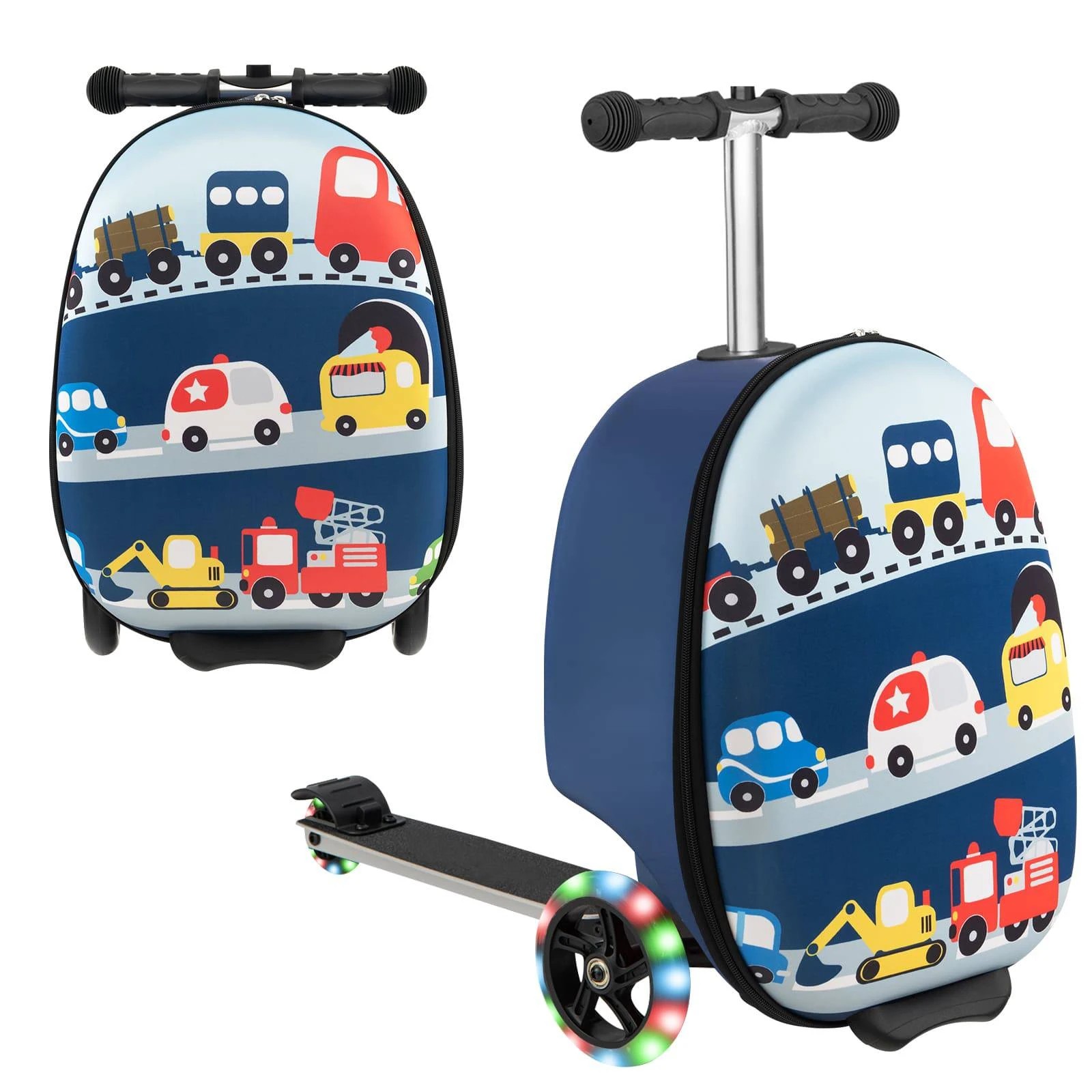 1 Costway 2 in 1 Suitcase Scooter Folding Ride-on Suitcase w/LED Wheels, 1 of 1