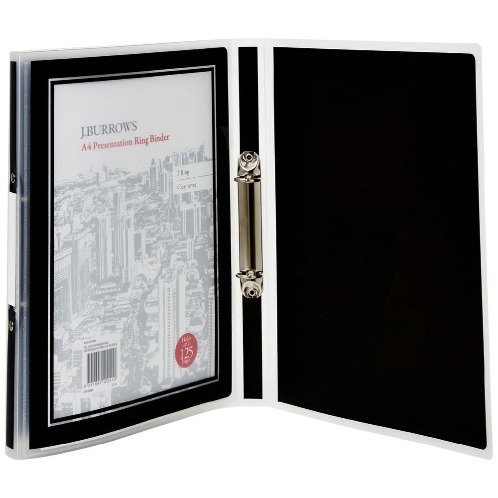1 J.Burrows A4 2 D-Ring Presentation Binder Black, 1 of 4