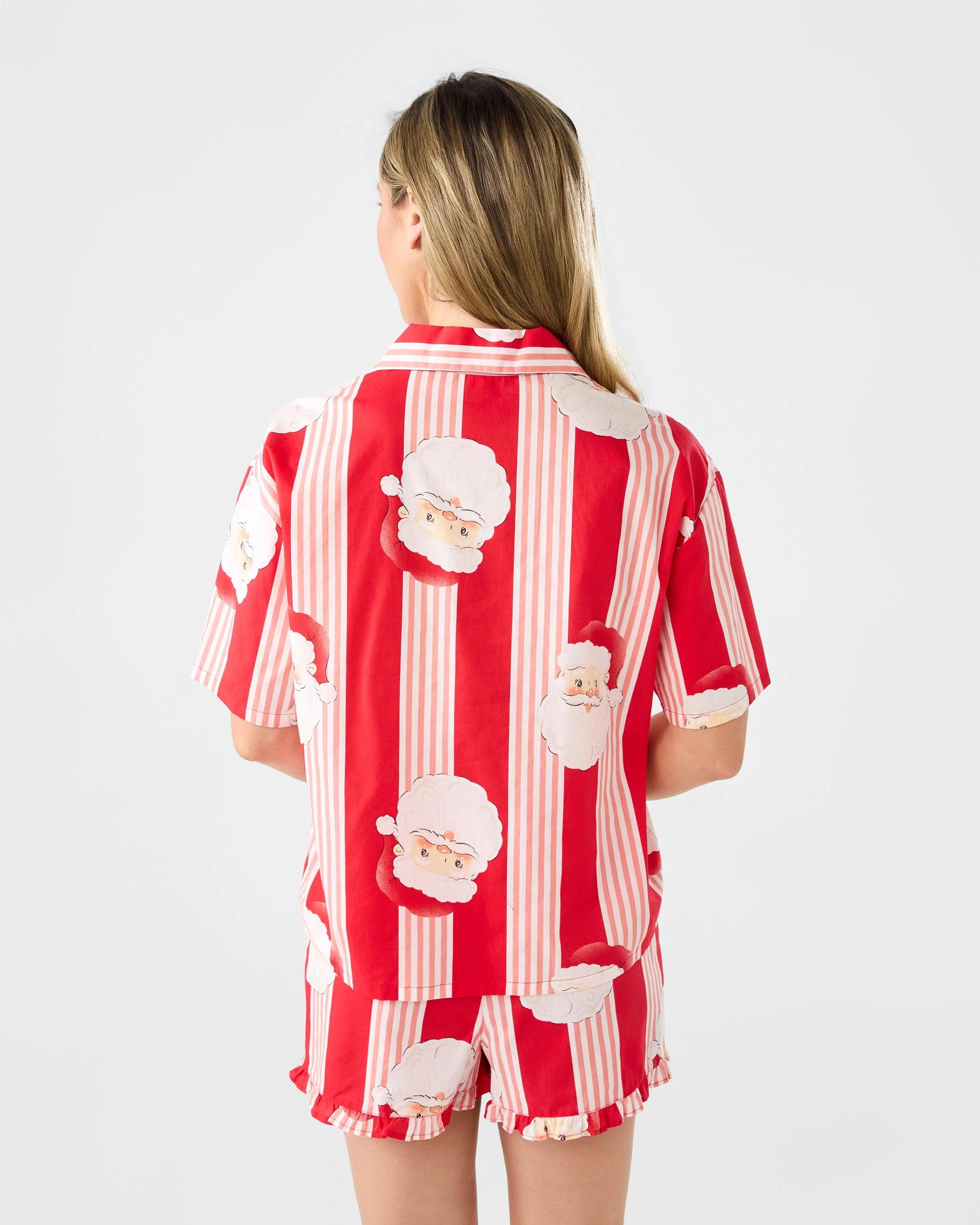 4 Family Matching Christmas Santa Stripes Womens Pyjama Set Santa Face, 4 of 9