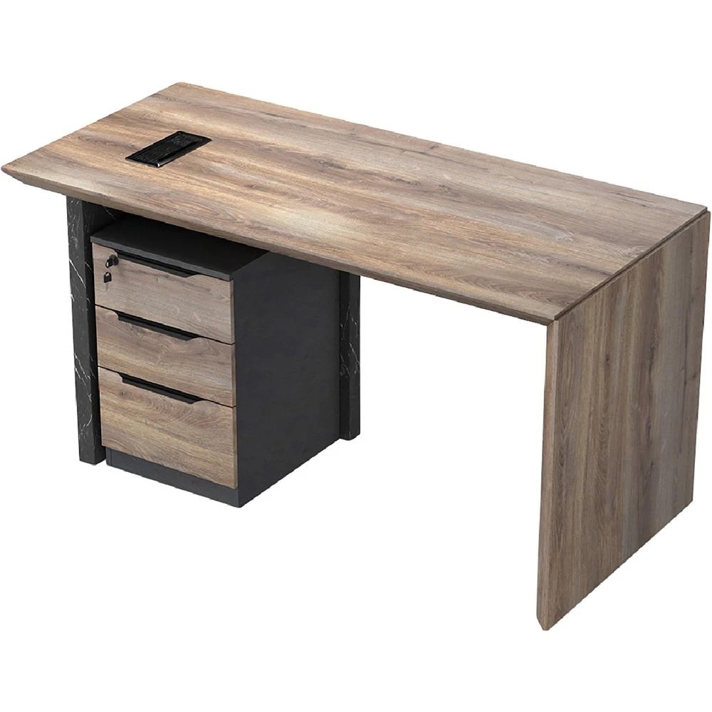 4 Logan Reversible Executive Desk Warm Oak/Black Marble Desks, Tables and Workstations, 4 of 6