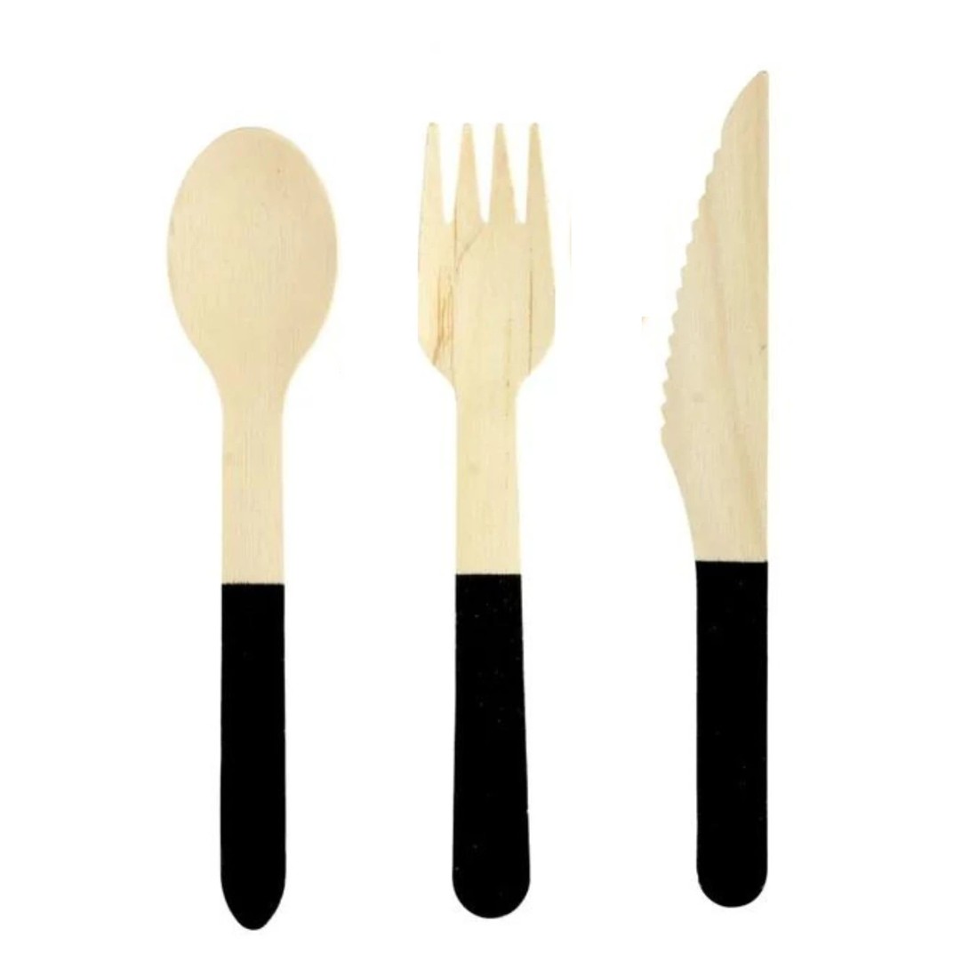 1 Alpen Wooden Dipped Cutlery Set Black (30 Piece), 1 of 2