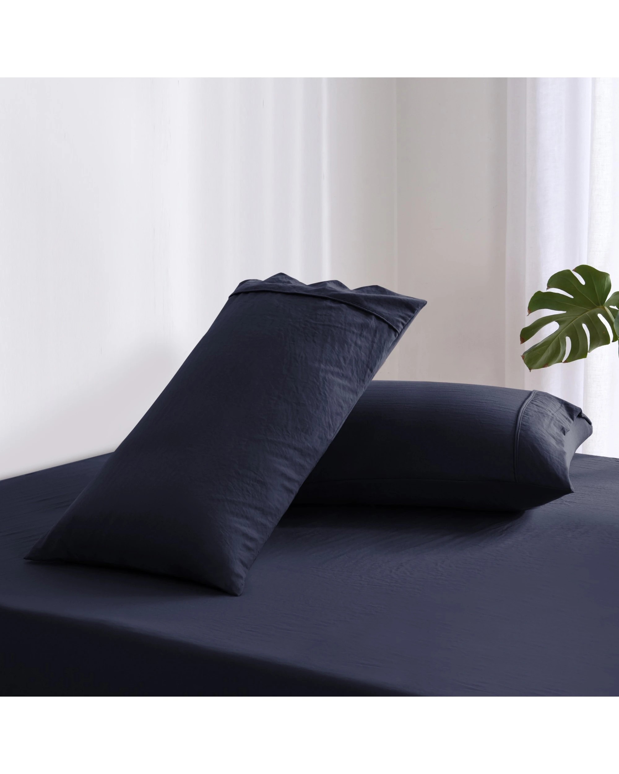 2 Dreamaker Superfine Washed Microfibre King Pillowcase Twin Pack - Navy, 2 of 5