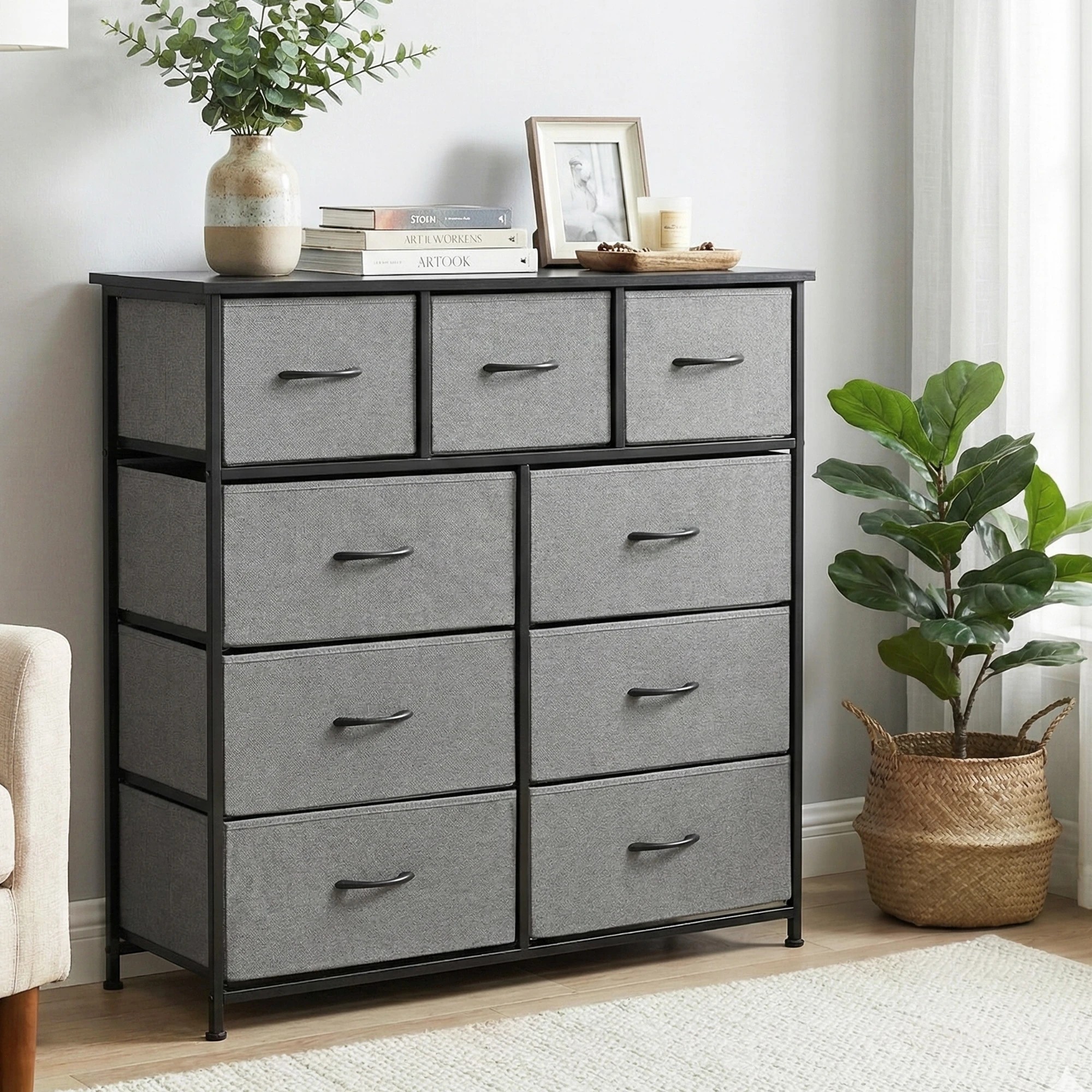 5 Artiss Chest of 9 Drawers Storage Dresser Tallboy - Grey, 5 of 5