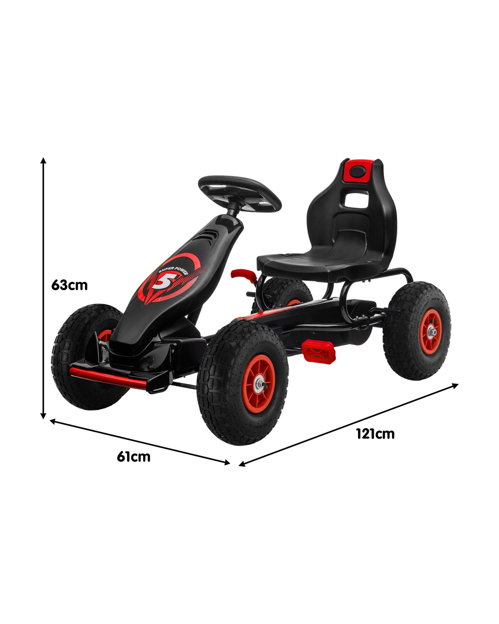 6 Kahuna G18 Kids Ride On Pedal Powered Go Kart Racing Style - Red, 6 of 6