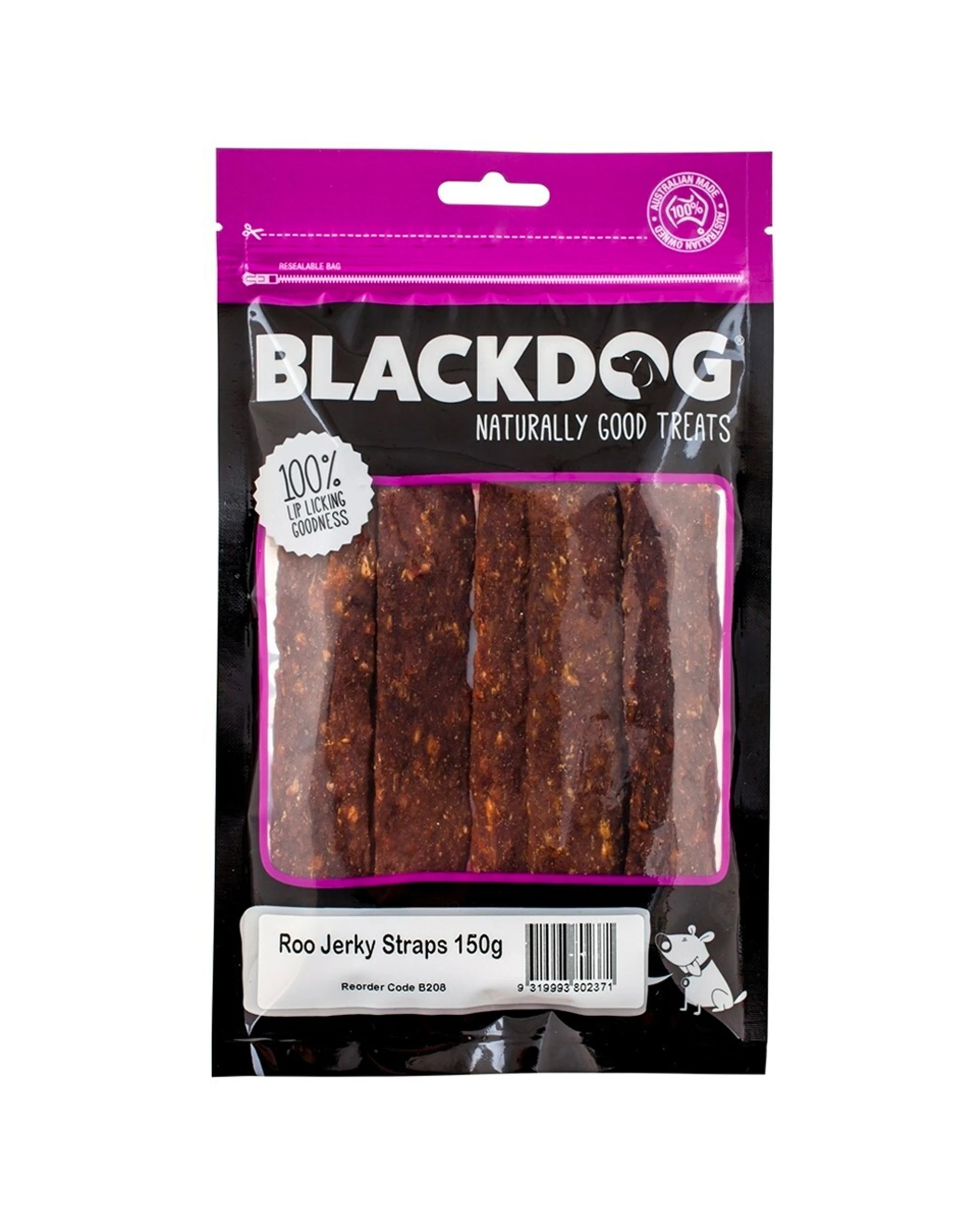 2 Blackdog Roo Jerky Straps Dog Treat 2 Pack 150g Natural Kangaroo Meat - Brown, 2 of 3