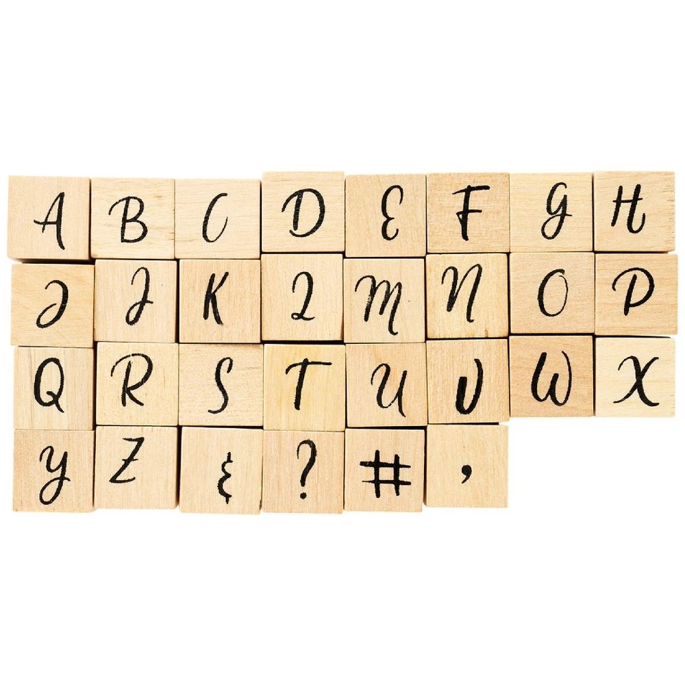 3 Born Wooden Stamp Alphabet Upper Script 30 Pack., 3 of 4