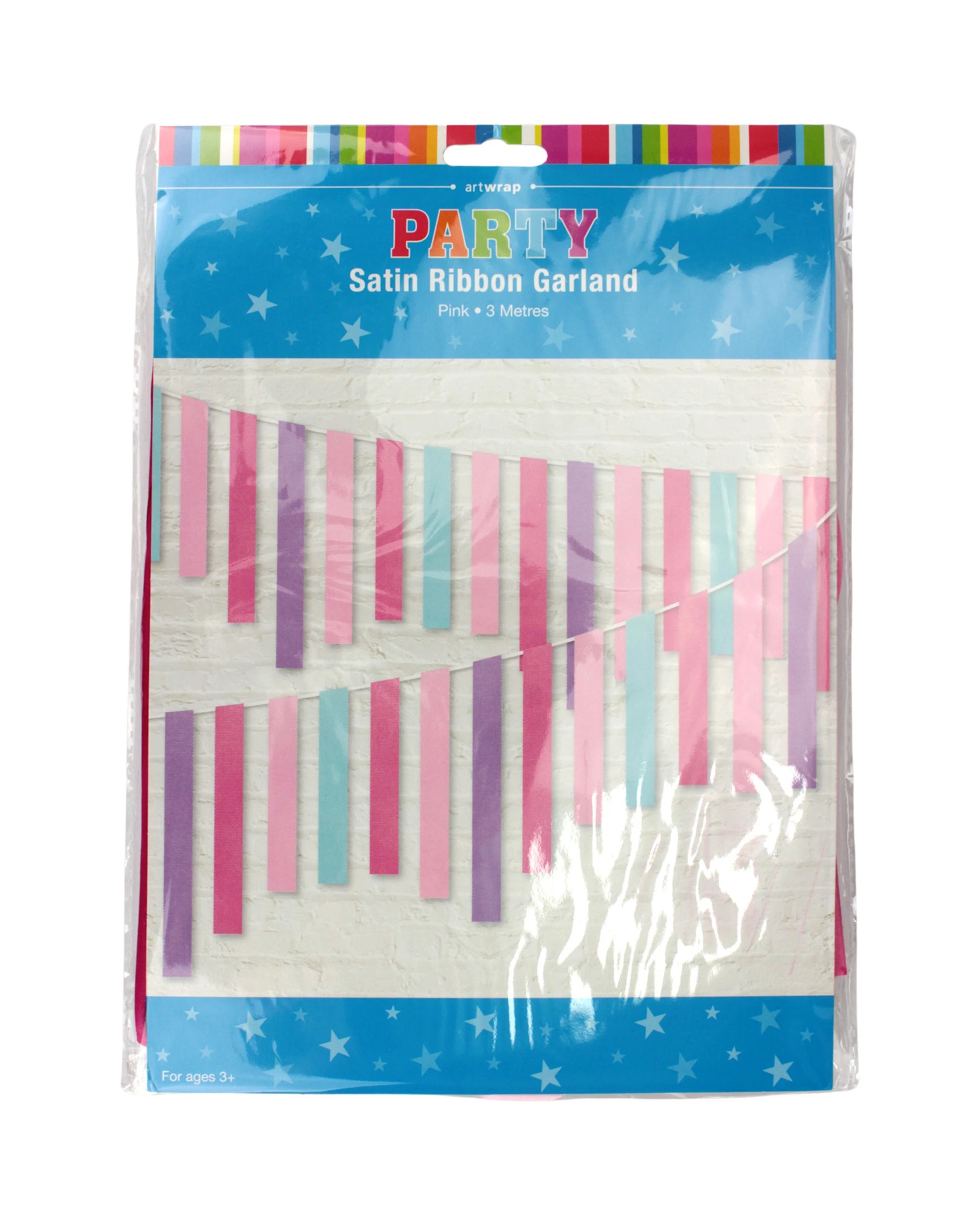 2 Artwrap Pink Purple and Blue Ribbon Garland 3m - Multi, 2 of 3