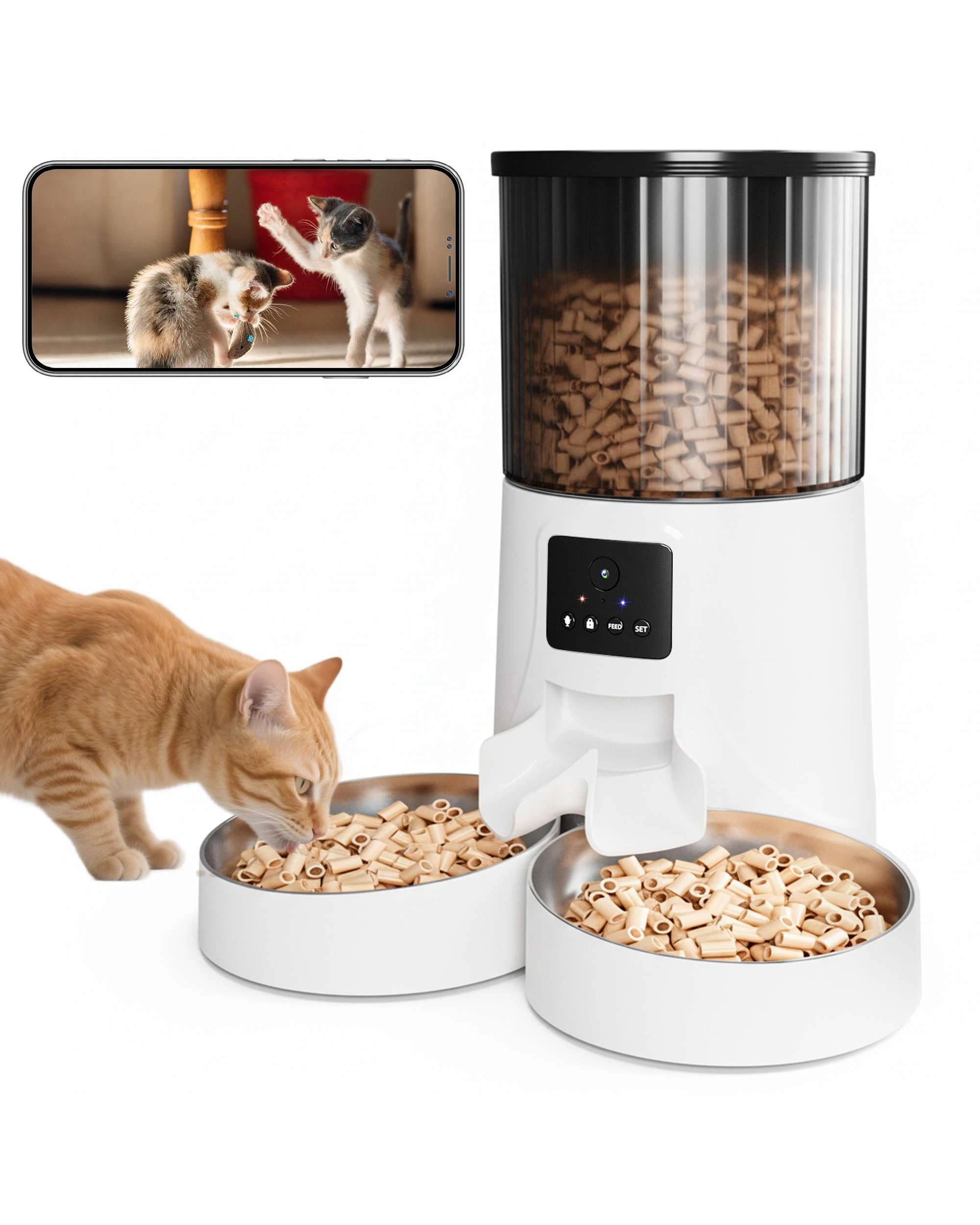 2 Advwin Automatic Pet Feeder 2 Bowls With Camera 4l, 2 of 8