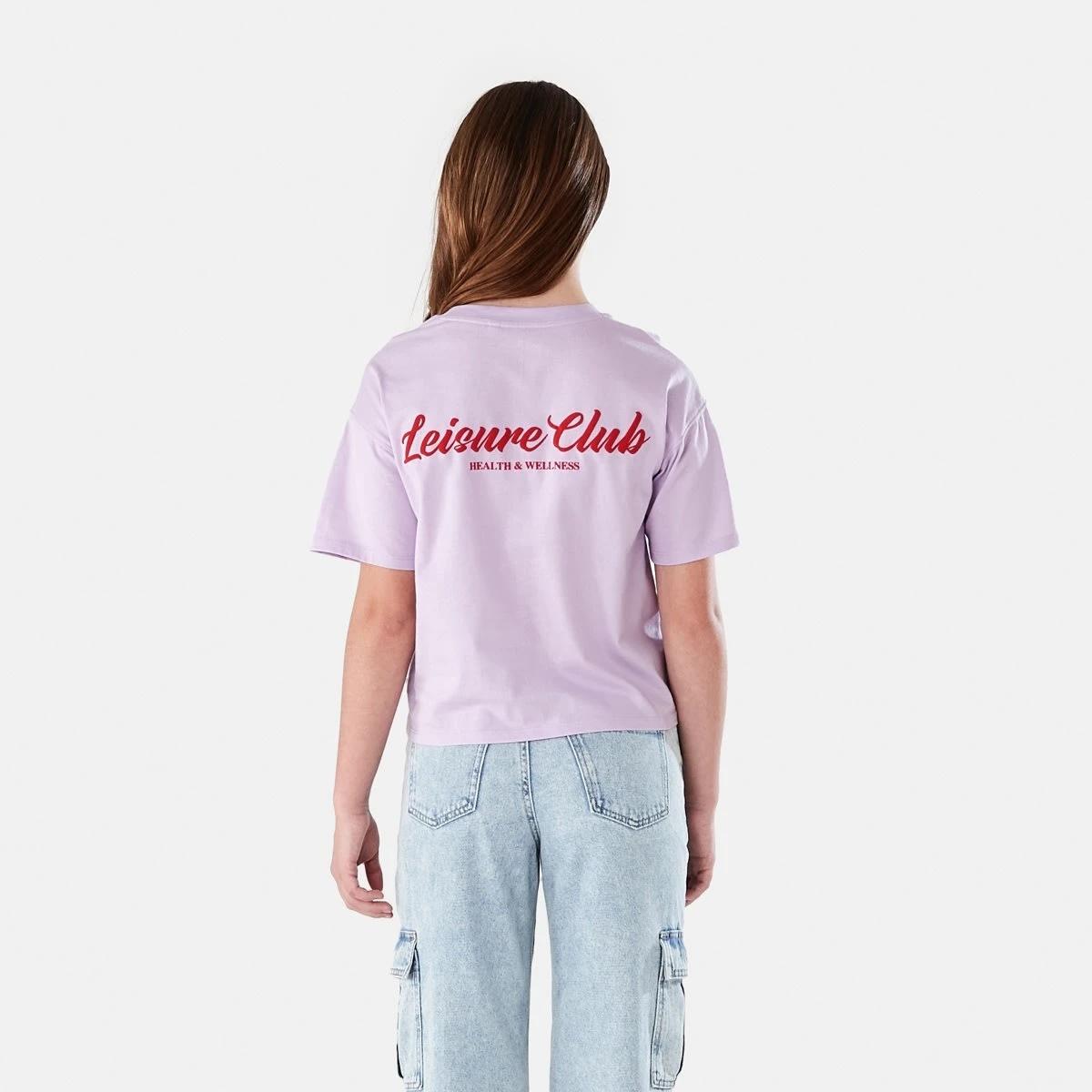 2 Short Sleeve Cropped Print T-shirt LEISURE CLUB PASTEL LILAC, 2 of 8