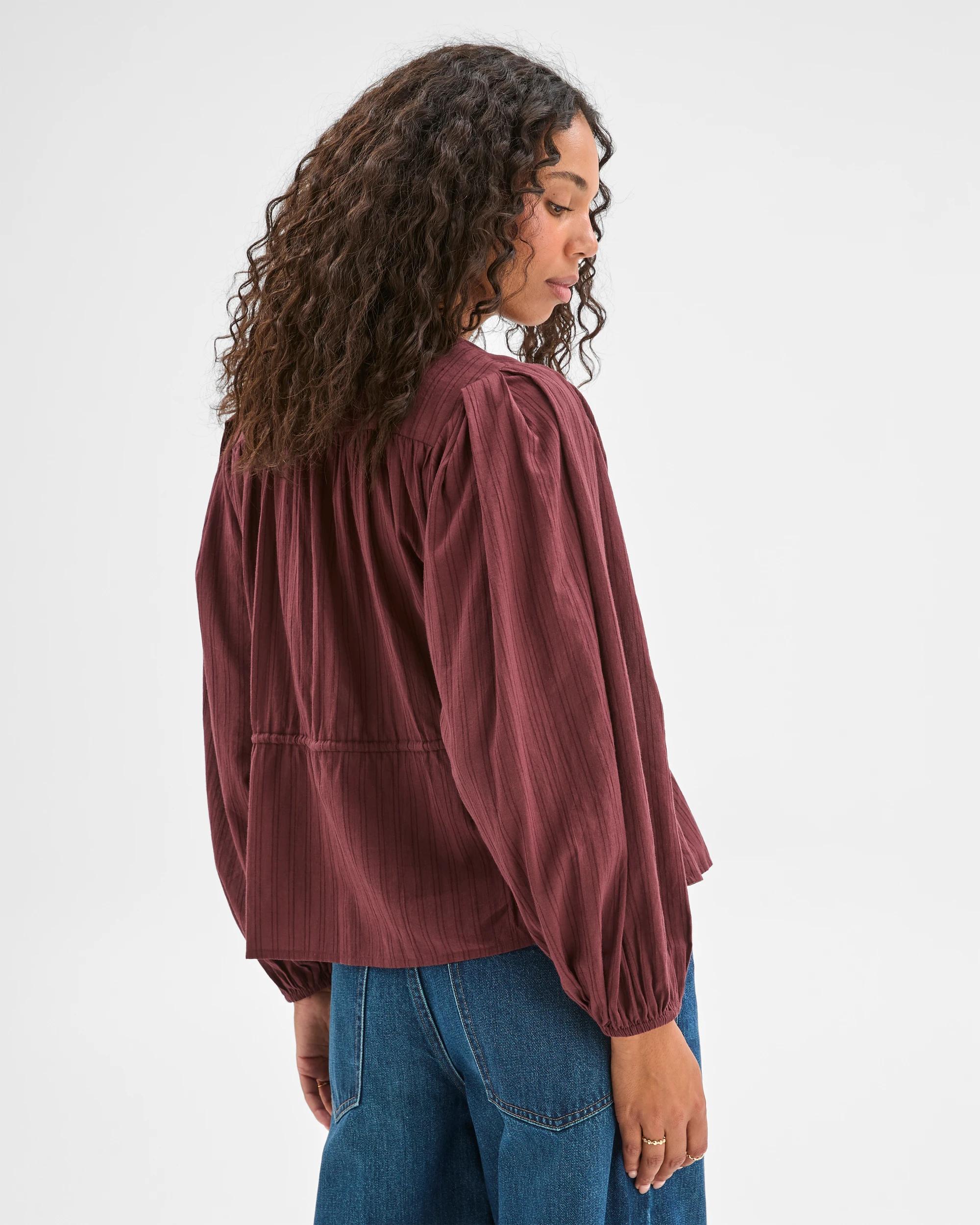6 Target Woman Short Sleeve Tie Waist Blouse BURGUNDY, 6 of 6