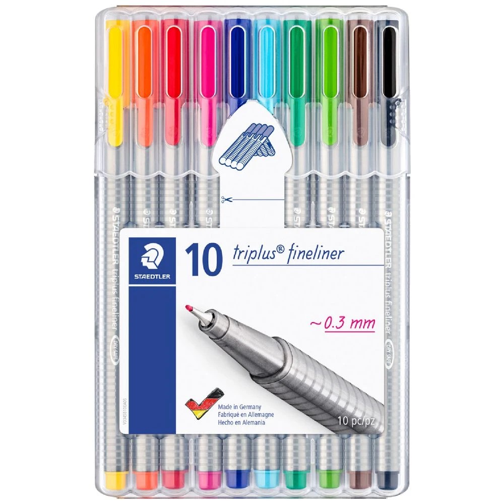 1 Staedtler Triplus 0.3mm Fineliners 334 Assorted 10 Pack, 1 of 10