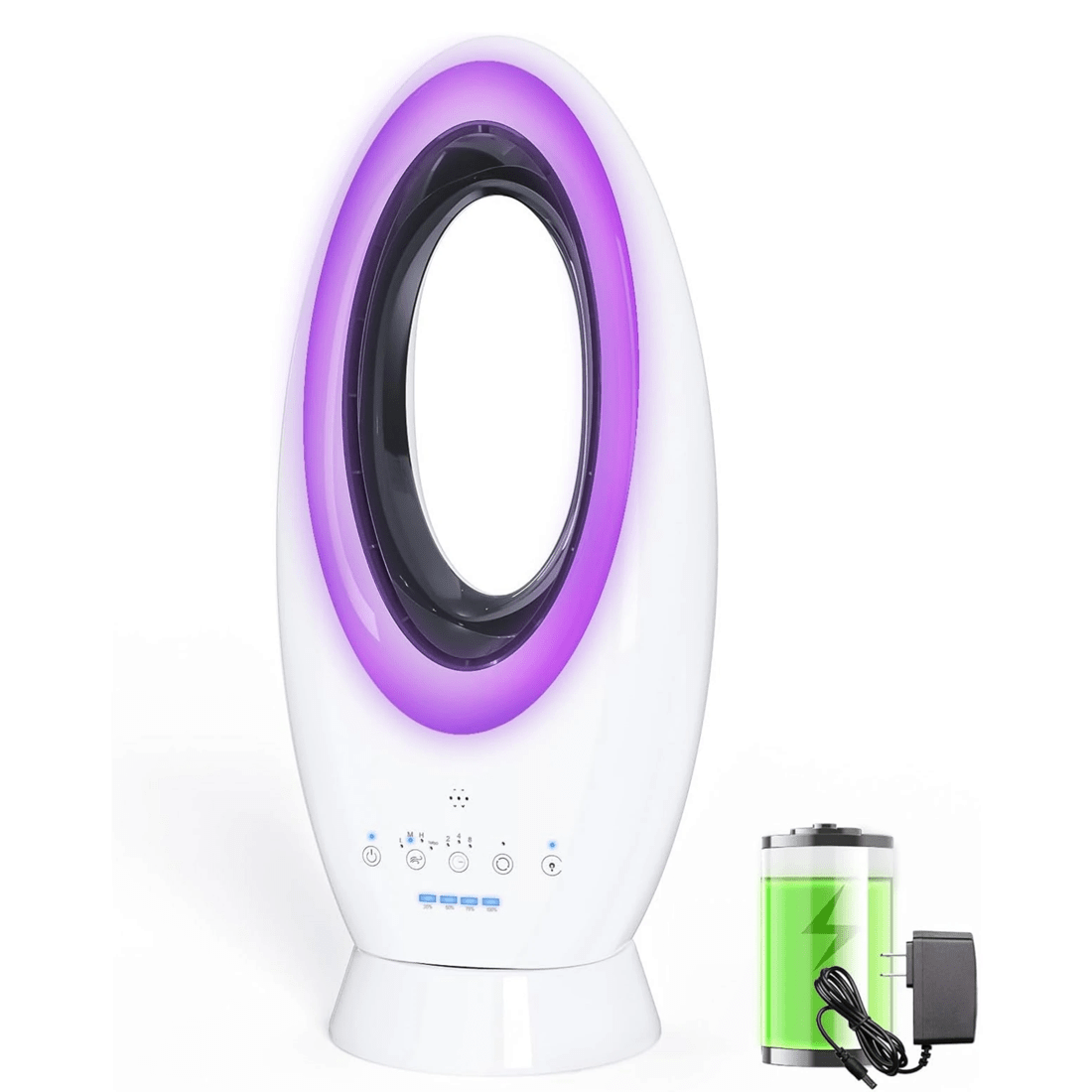 1 Advwin Wireless Bladeless Tower Fan, Outdoor Indoor Use 12000mah, 1 of 7