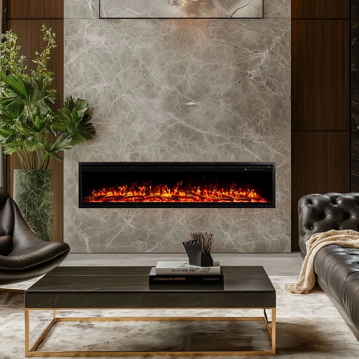 1 Moda Living Harmony 63 inch Electric Fireplace - Black, 1 of 5